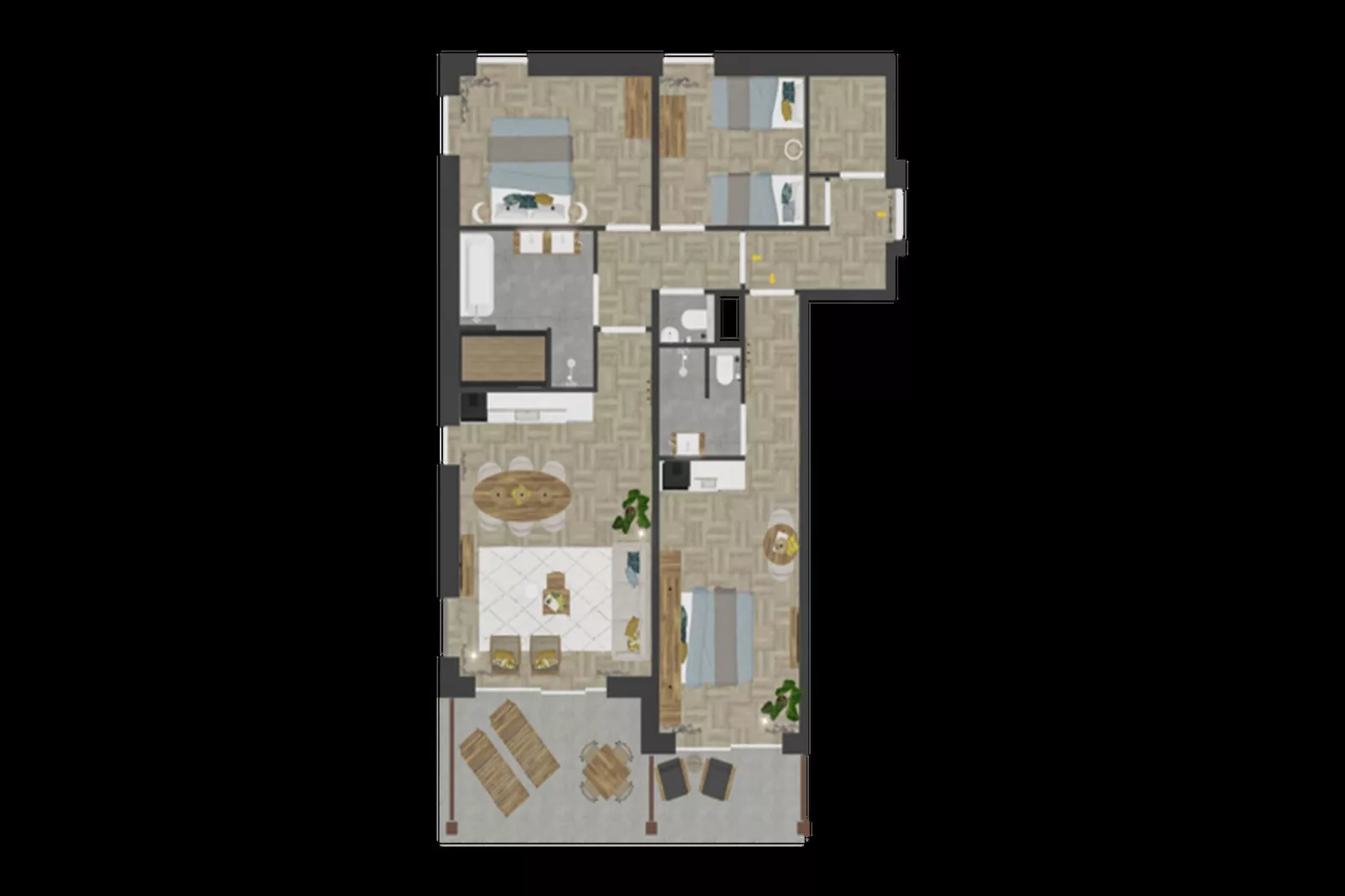 Luxury Beach Apartment | 4+2 Pers. - Grundriss