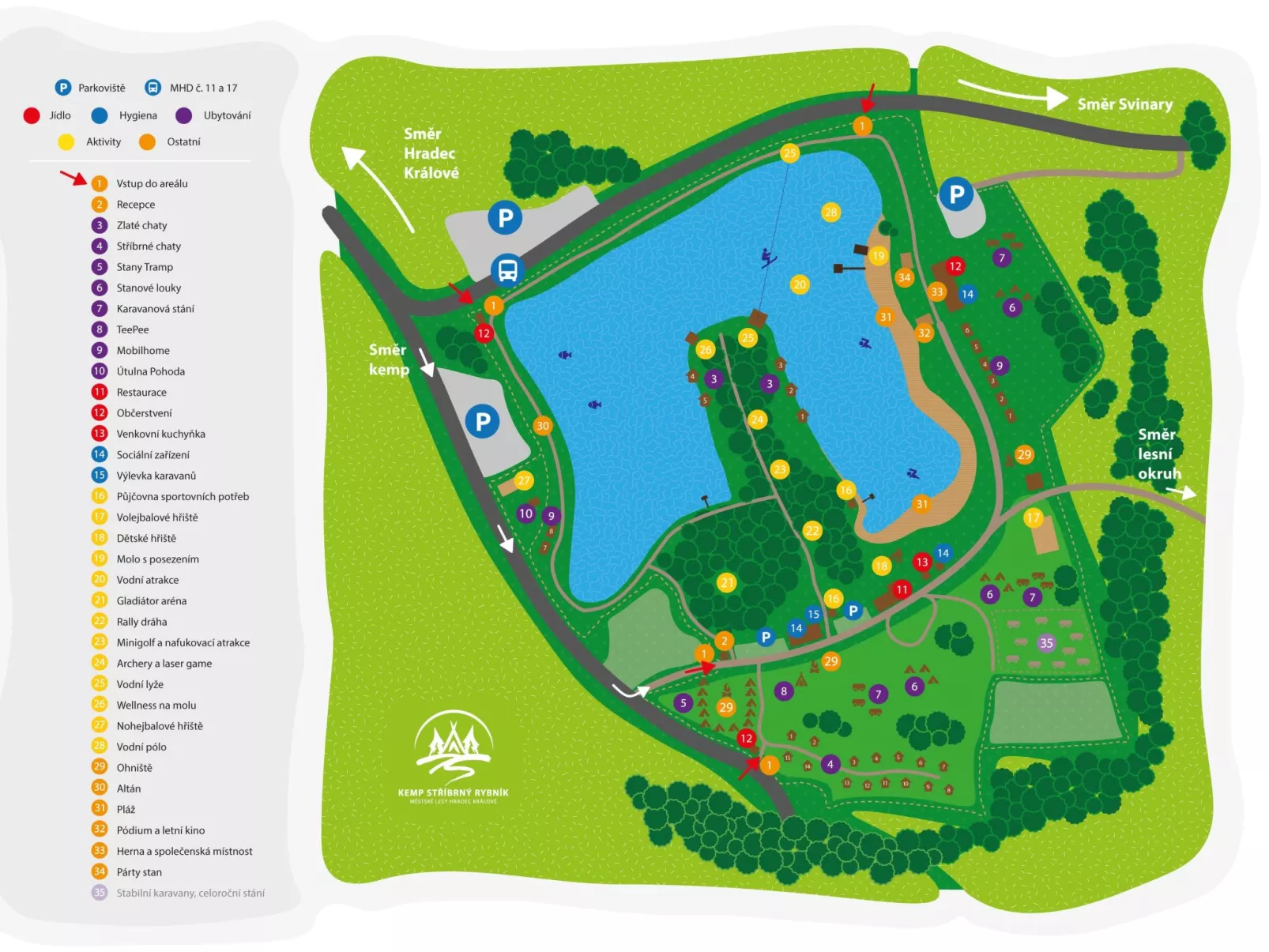 Kemp Stříbrný rybník-Drinnen