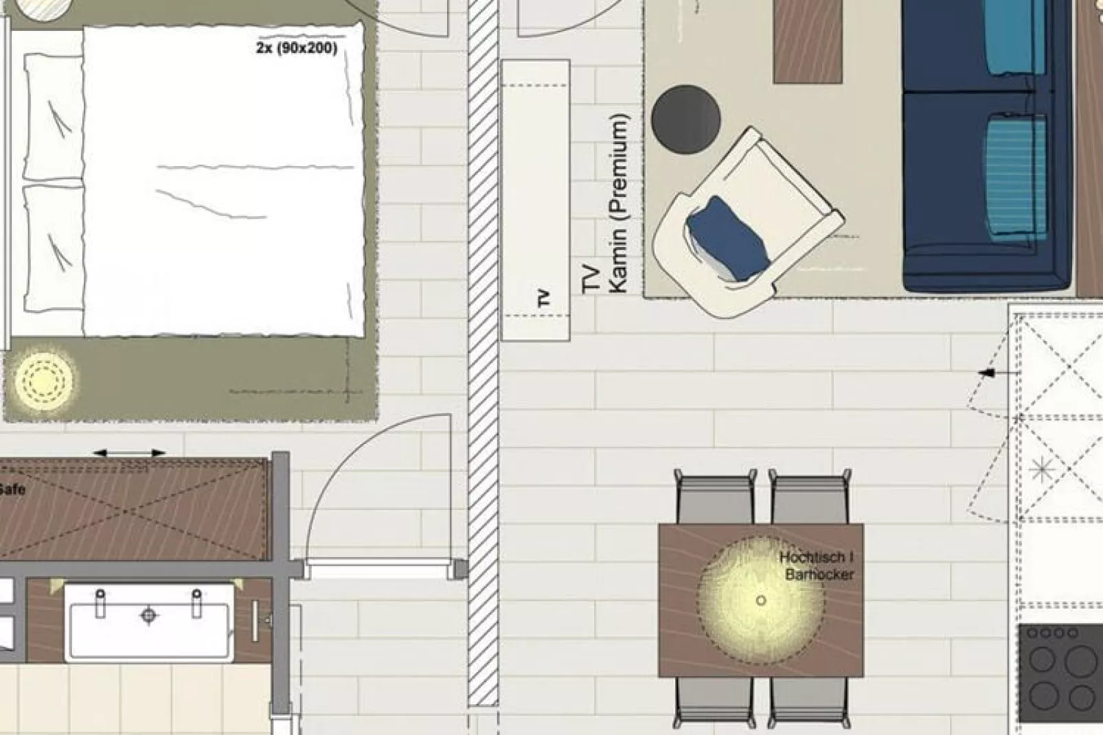 Apartments im MAREMÜRITZ Yachthafen Resort & Spa / Aurora Müritzblick 2 Personen-Floor plan