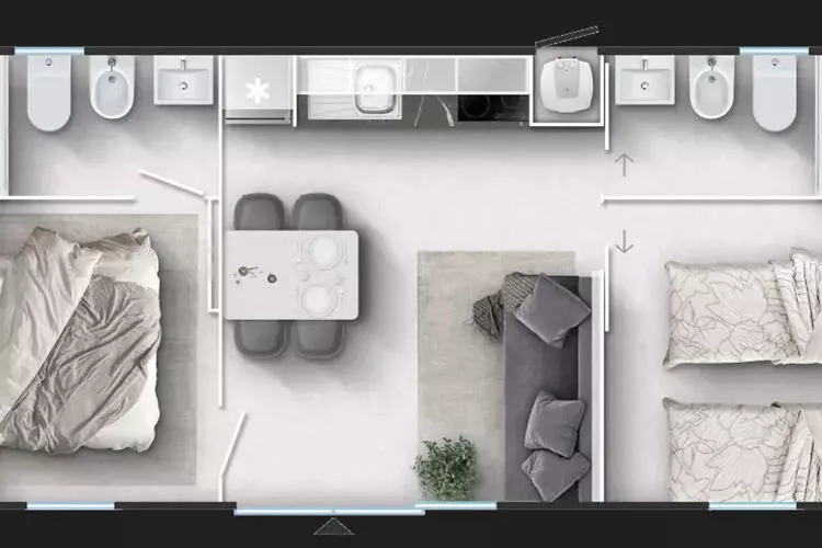 Mobile Homes Strasko Novalja Olive 34 qm für 5 Pers-Floor plan