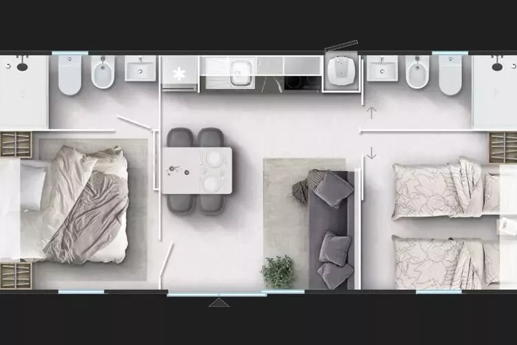 Mobile Homes Strasko Novalja Premium new 34 qm für 5 Pers-Floor plan