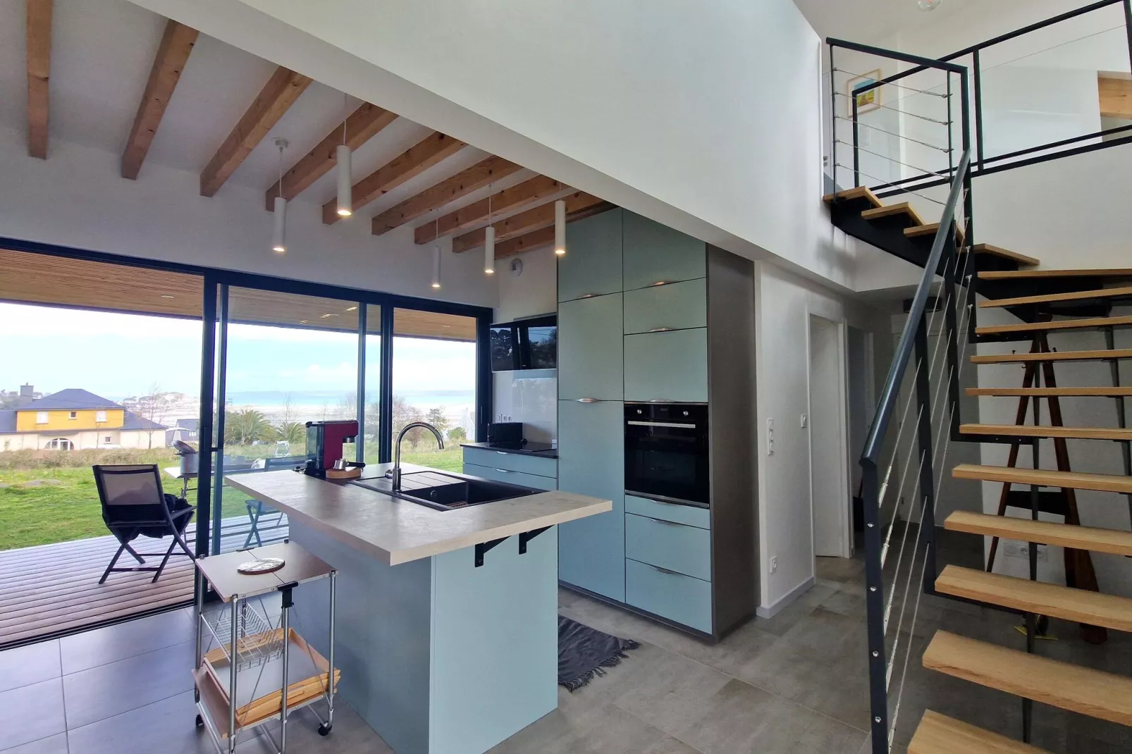 Villa d'architecte avec vue mer panoramique Locquirec-Kitchen
