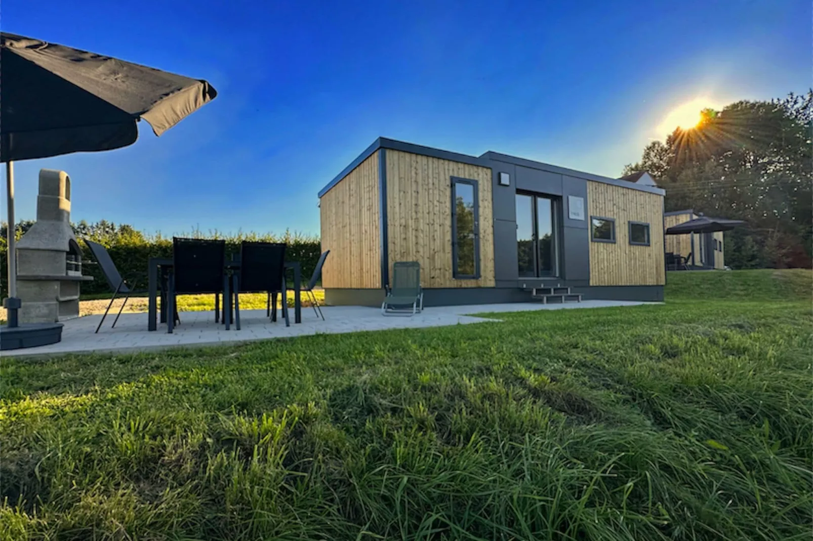 FERIENDORF SEEBLICK - Tiny Chalet am Eixendorfer See-Exterior summer