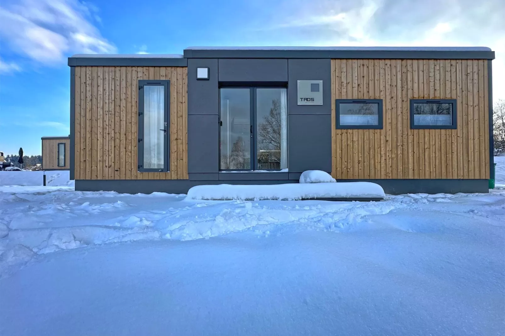 FERIENDORF SEEBLICK - Tiny Chalet am Eixendorfer See-Außenbereich Winter