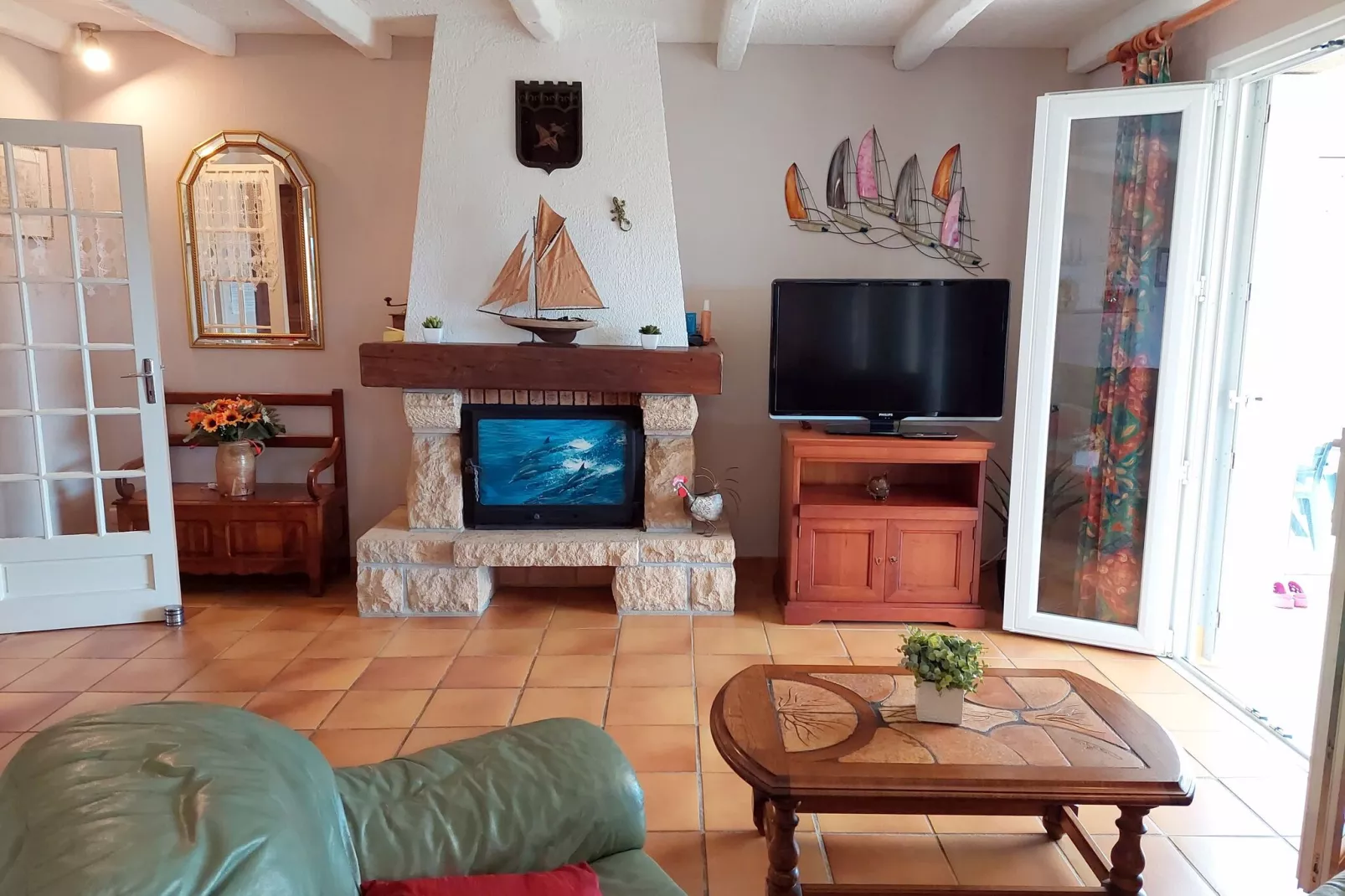 Bretonisches Ferienhaus in Strandnähe Plouescat-Wohnzimmer