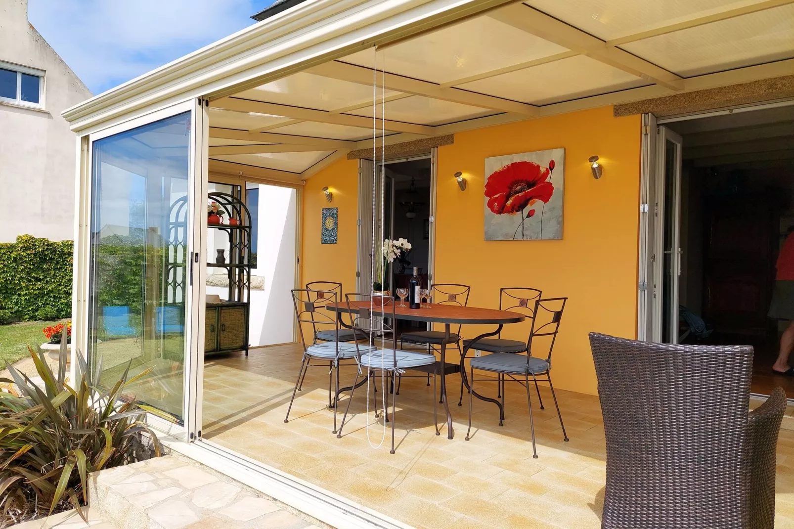 Bretonisches Ferienhaus in Strandnähe Plouescat-Terrassenbalkon