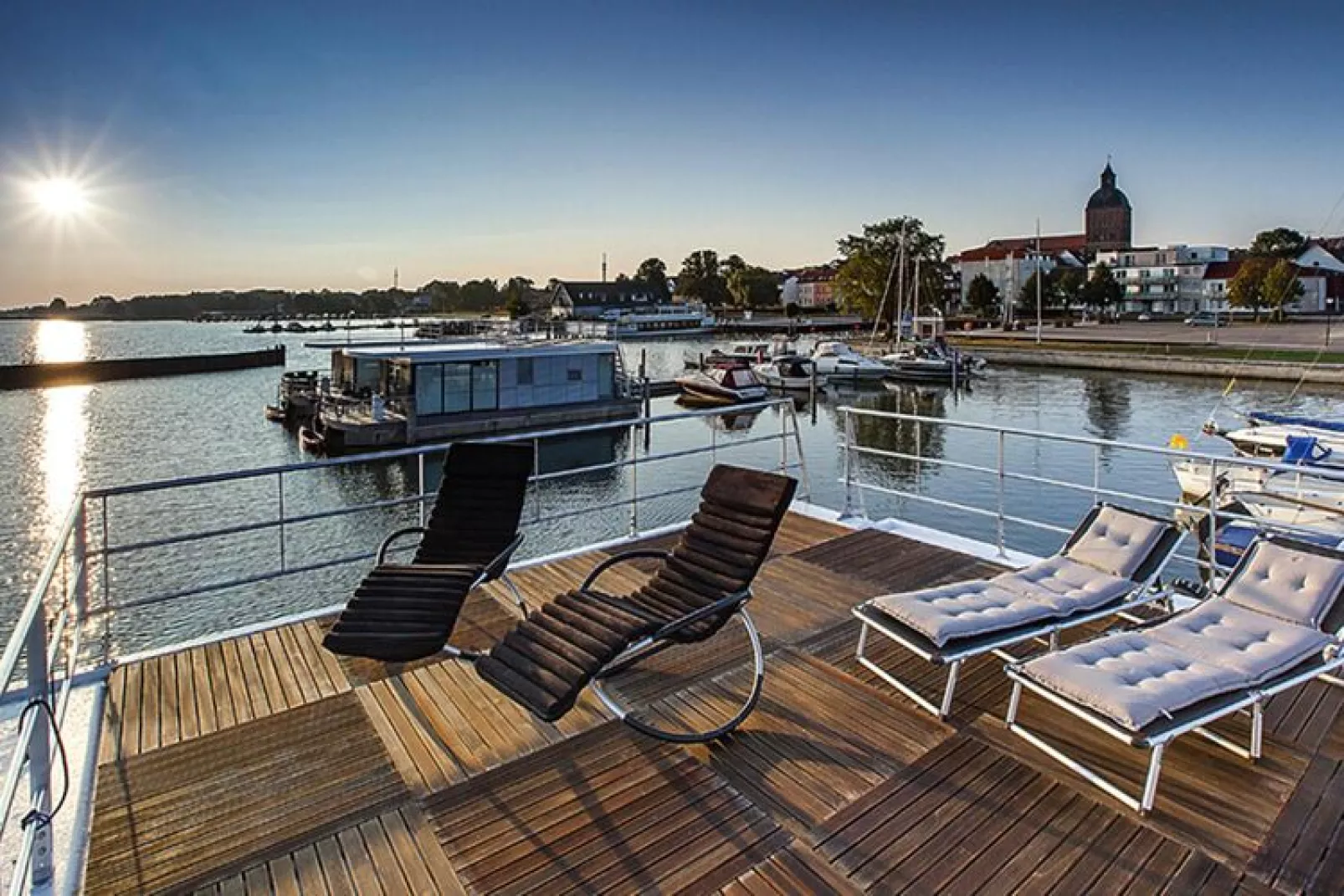 Houseboat Floating Houses Blue Active, Ribnitz-Damgarten-Blue Active-Terrace