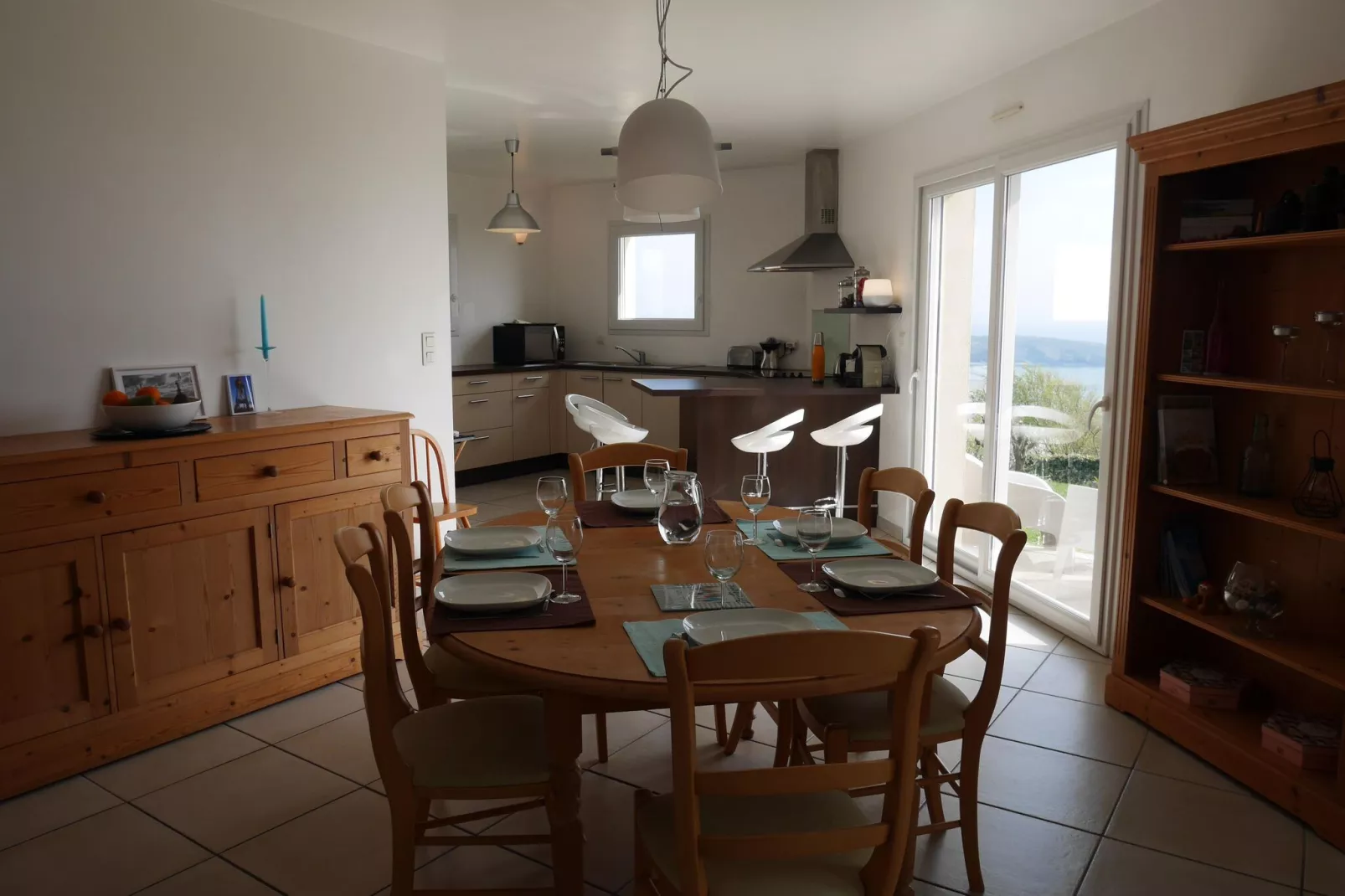 180° Panorama Meerblick Ferienhaus Telgruc-sur-Mer-Salon