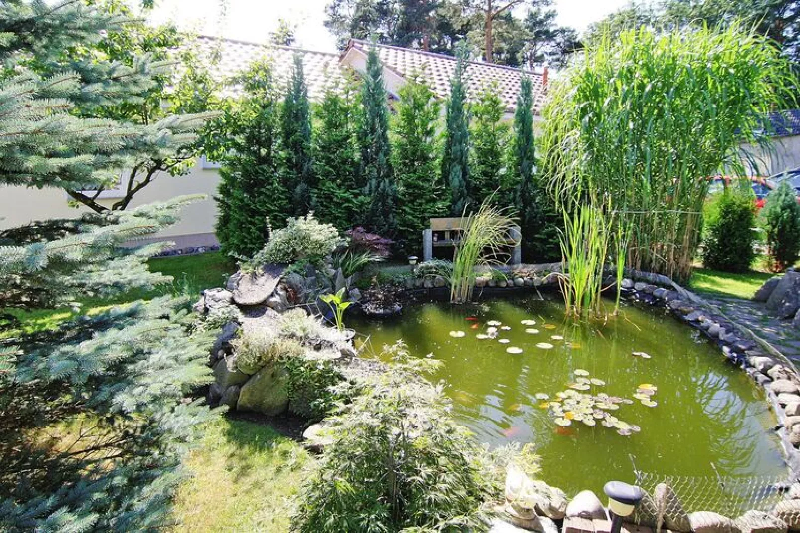 Doppelhaushälfte links-Gardens summer