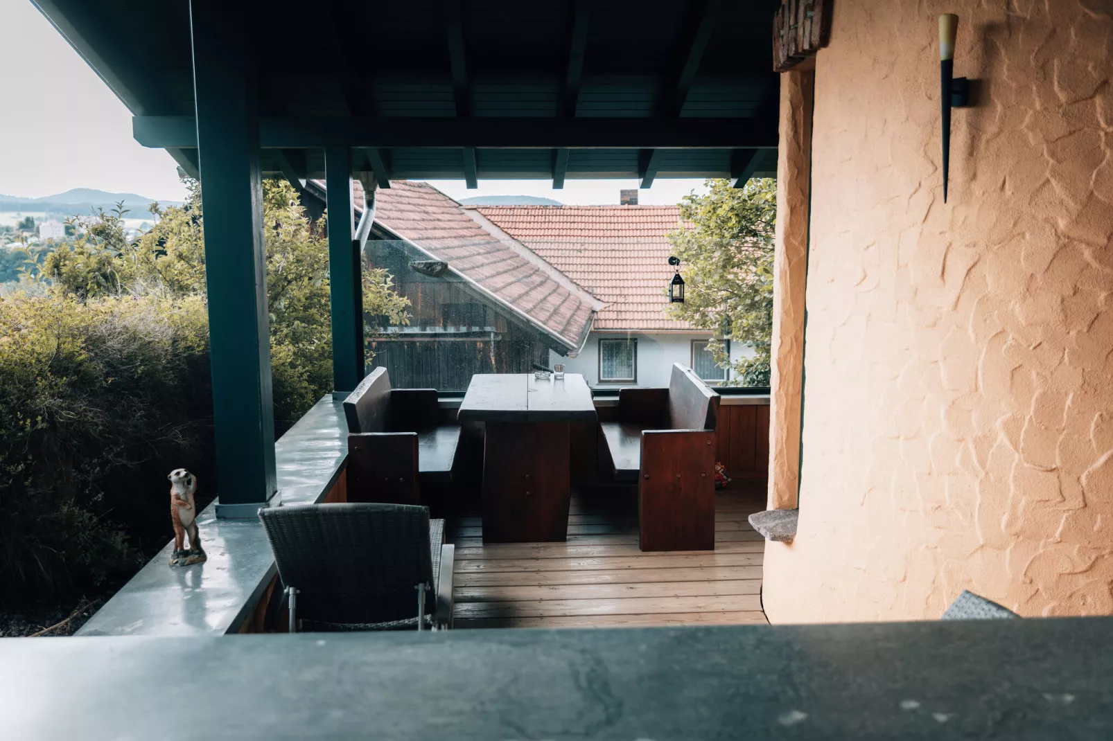 Holiday home with sauna in Viechtach-Terrace balcony
