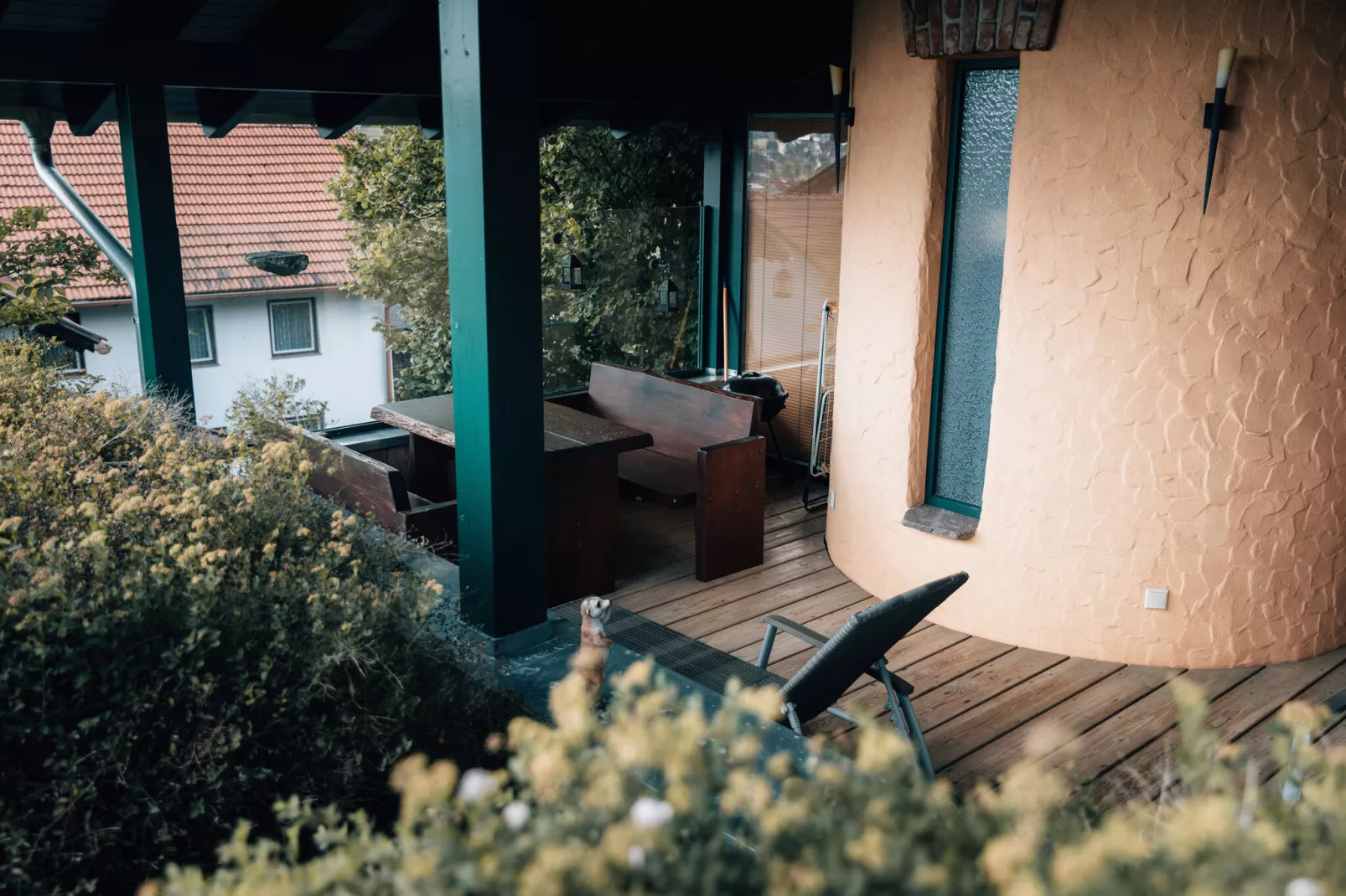 Holiday home with sauna in Viechtach-Terrace balcony