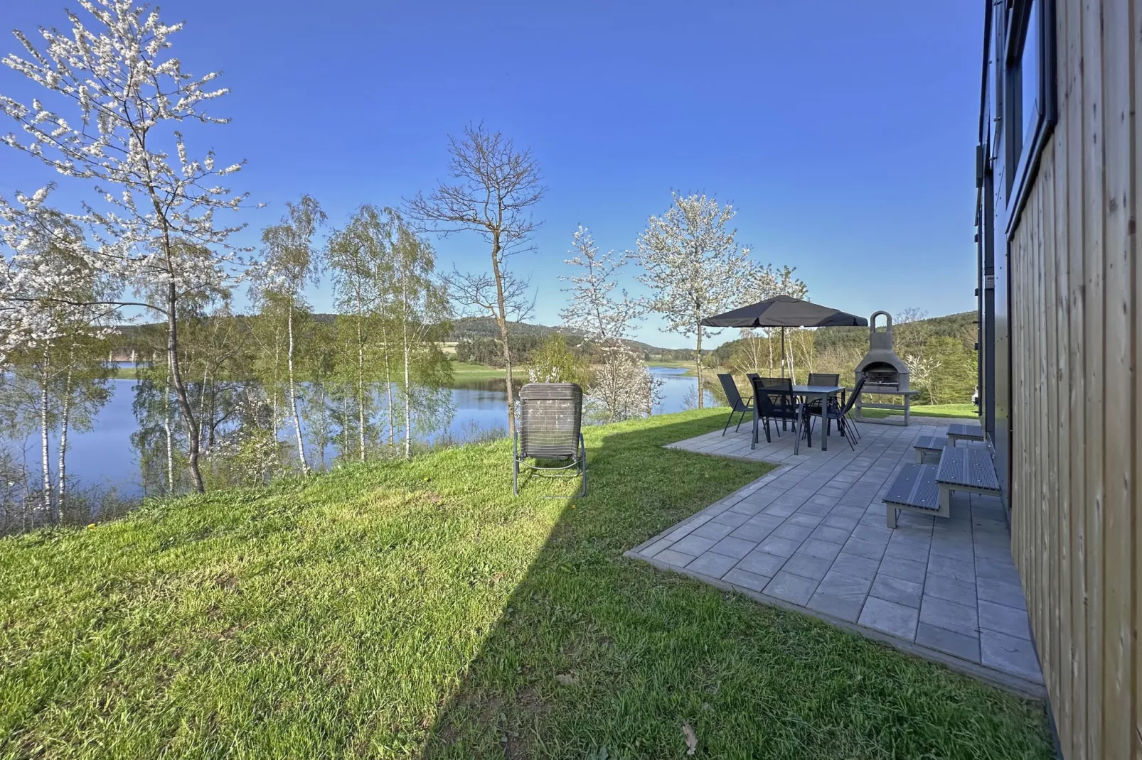 FERIENDORF SEEBLICK - Tiny Chalet am Eixendorfer See-Aussicht Sommer