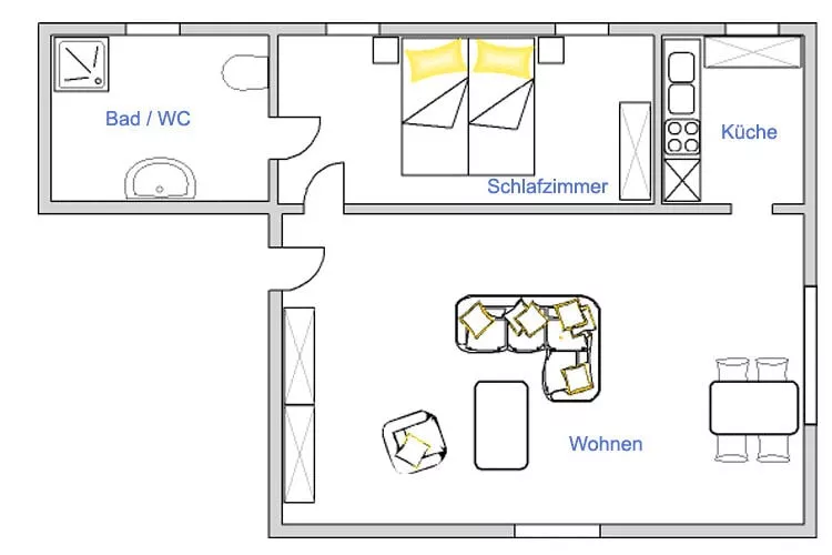 Fewo 6 Niedersachsen 4 Personen-Plan d'étage