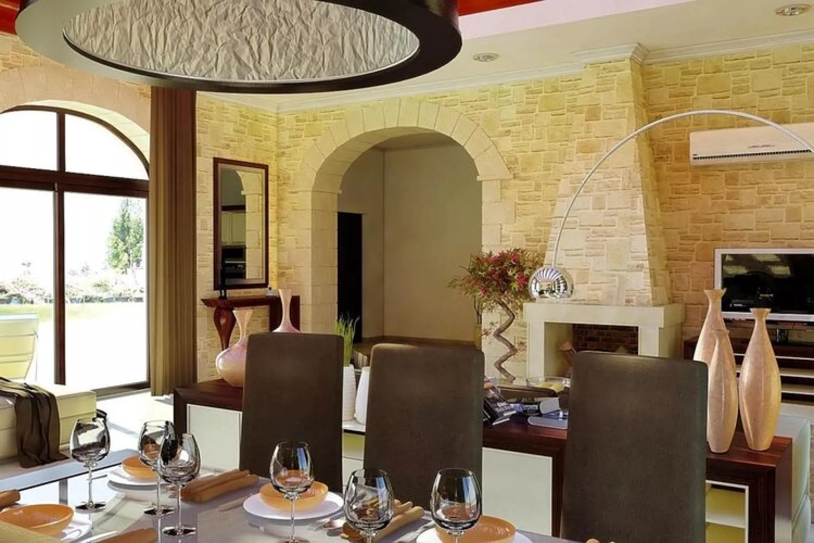 Caldera Villas Platanias - 3-bedroom villa 200 qm-Living room