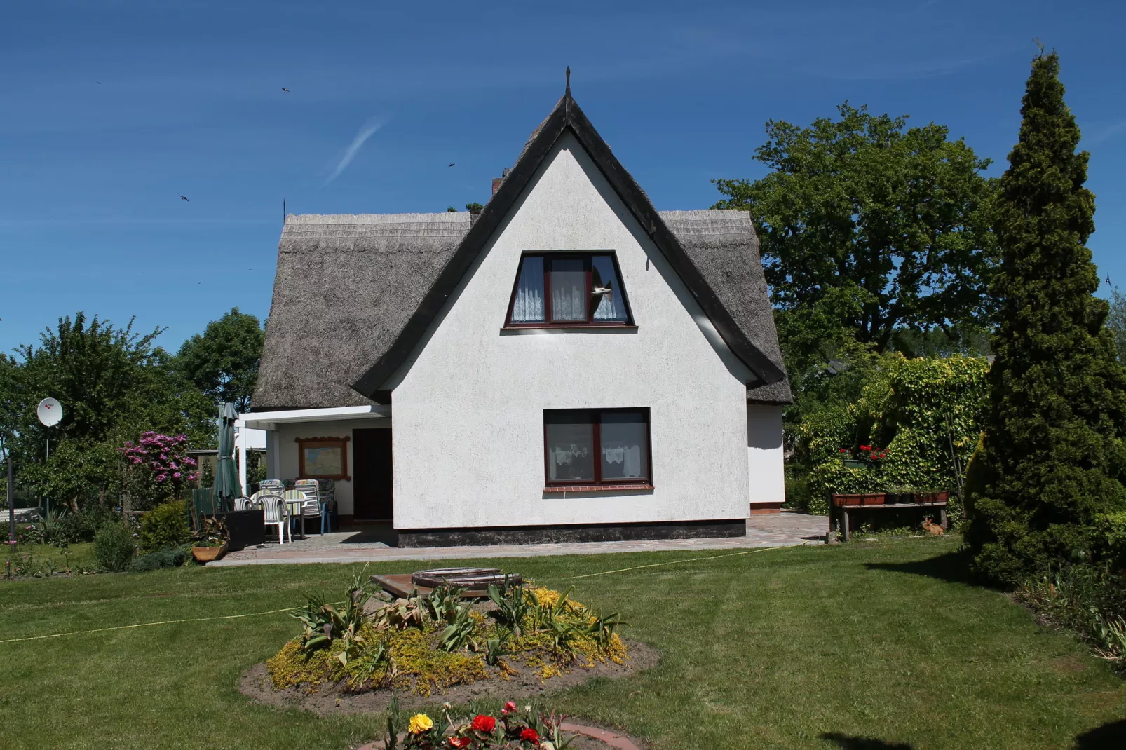 Schwalbenhof im Reetdachhaus-Exterior summer