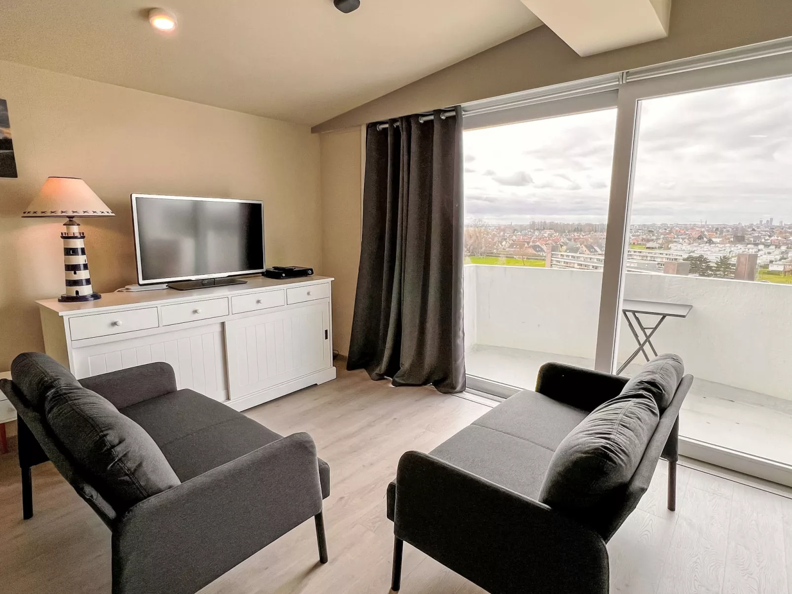 High in the sky with amazing views-Inside
