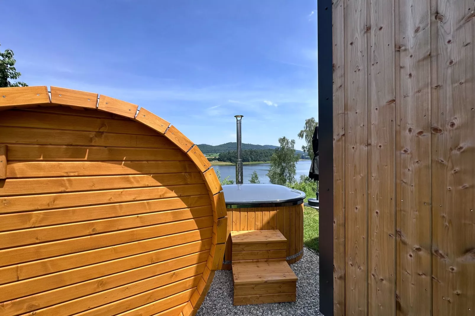 FERIENDORF SEEBLICK - Tiny Chalet am Eixendorfer See-Aussicht Sommer