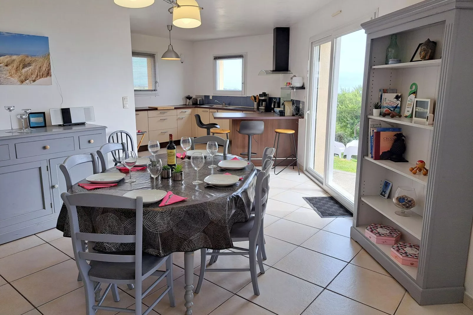 180° Panorama Meerblick Ferienhaus Telgruc-sur-Mer-Salle à manger