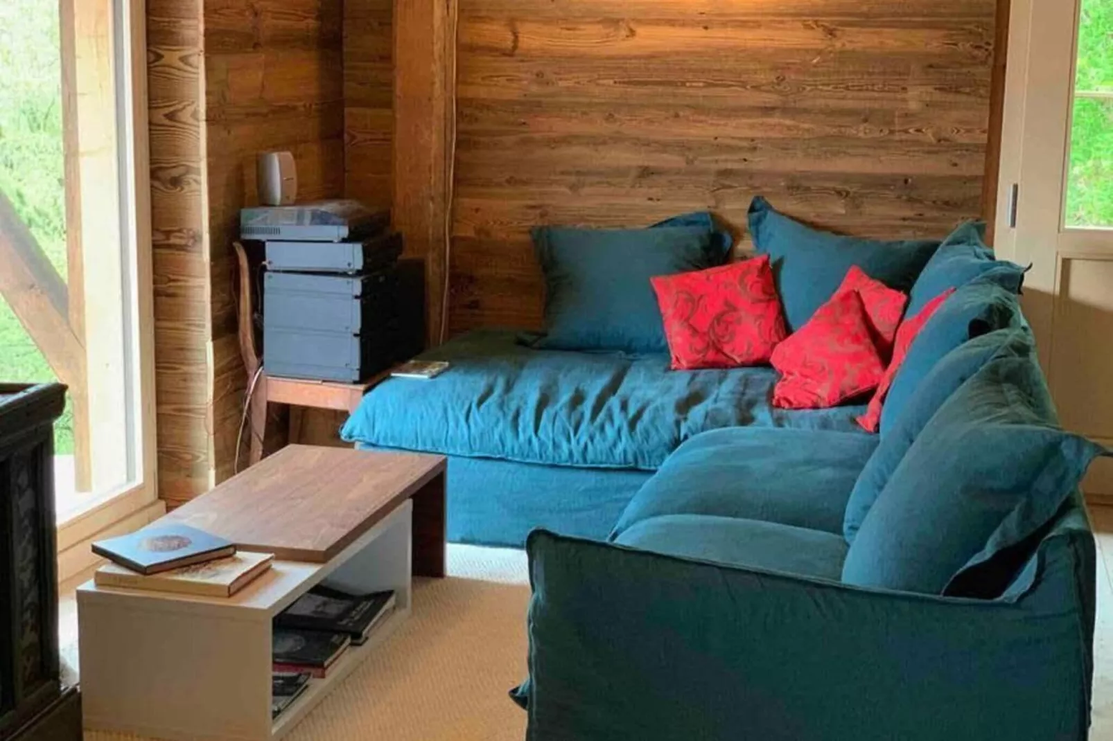 Alps Chalet for Big Group with Sauna & Yoga Terrace-Living room