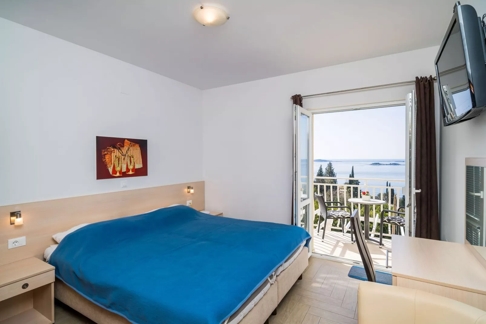 Villa Samba - Studio Apartment with Balcony and Sea View-Bedroom