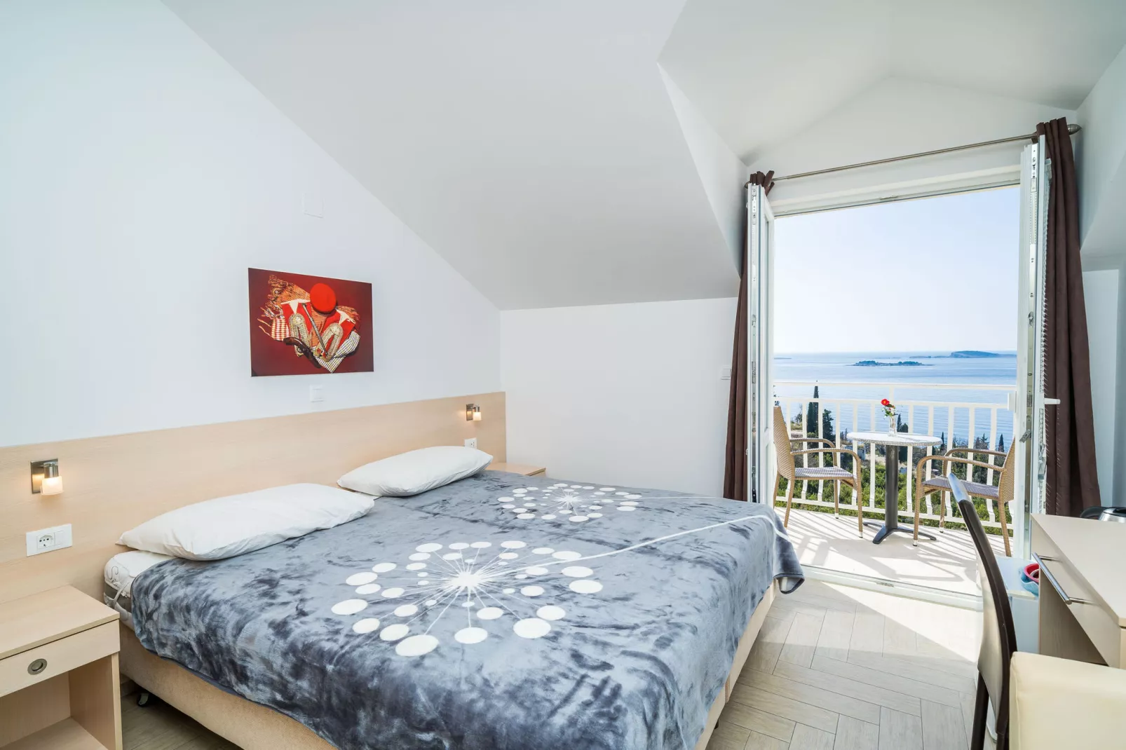 Villa Samba - Double Room with Balcony and Sea View - gasi se-Bedroom