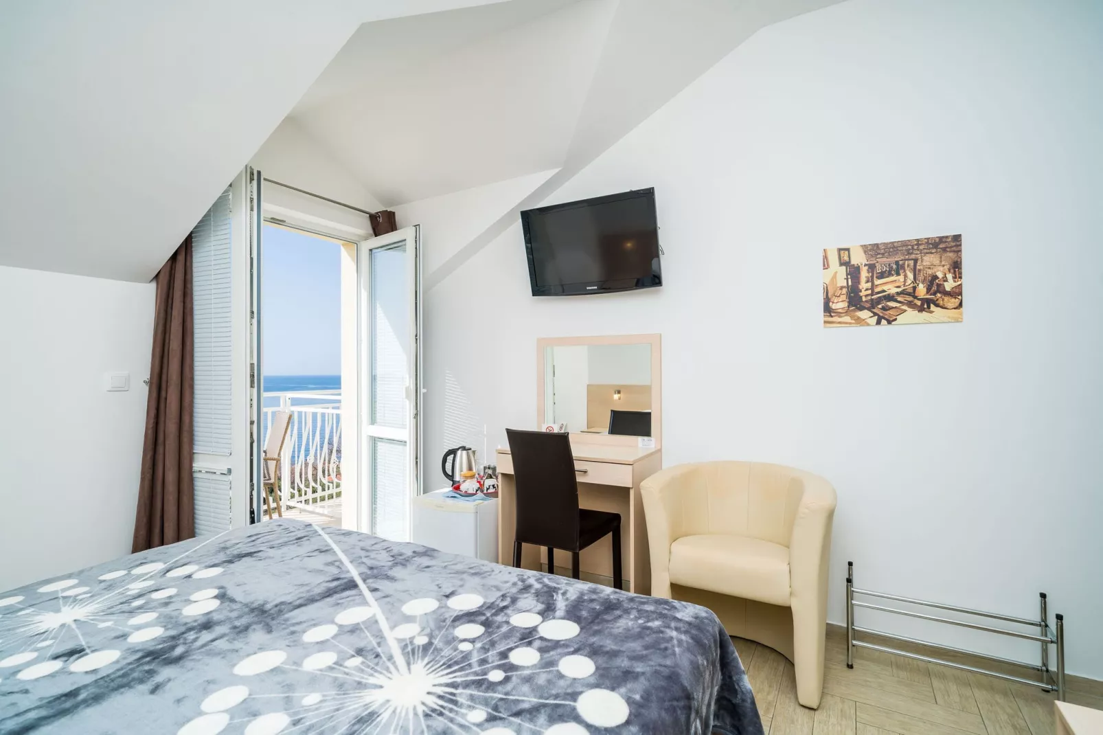 Villa Samba - Double Room with Balcony and Sea View - gasi se-Bedroom