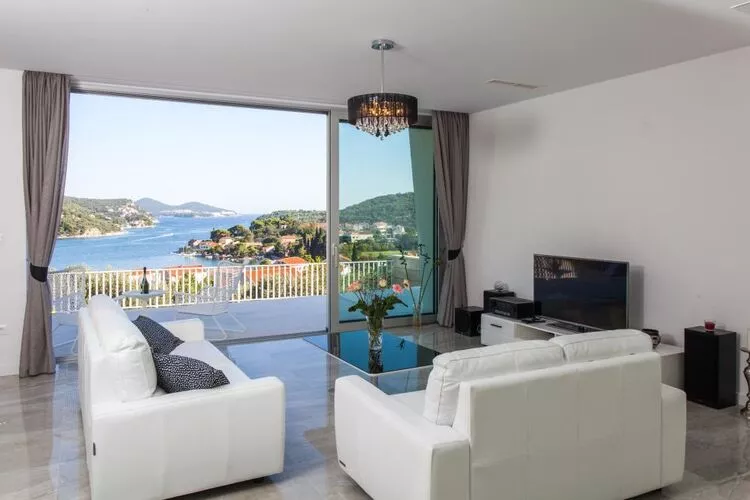 Villa Dupcic - Five-Bedroom Villa with Private Pool and Sea View-Salon