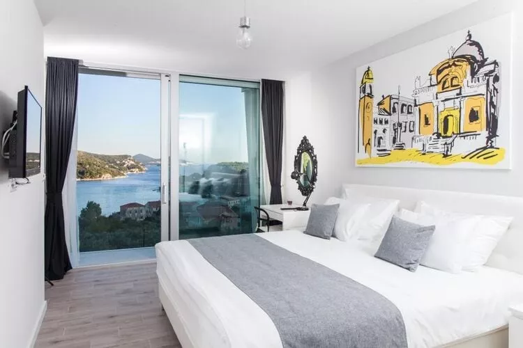 Villa Dupcic - Five-Bedroom Villa with Private Pool and Sea View-Chambre