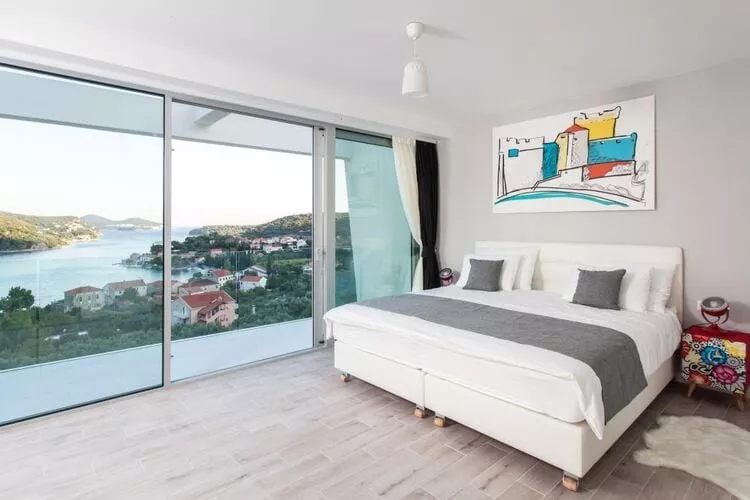 Villa Dupcic - Five-Bedroom Villa with Private Pool and Sea View-Chambre