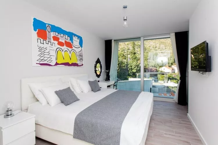 Villa Dupcic - Five-Bedroom Villa with Private Pool and Sea View-Chambre
