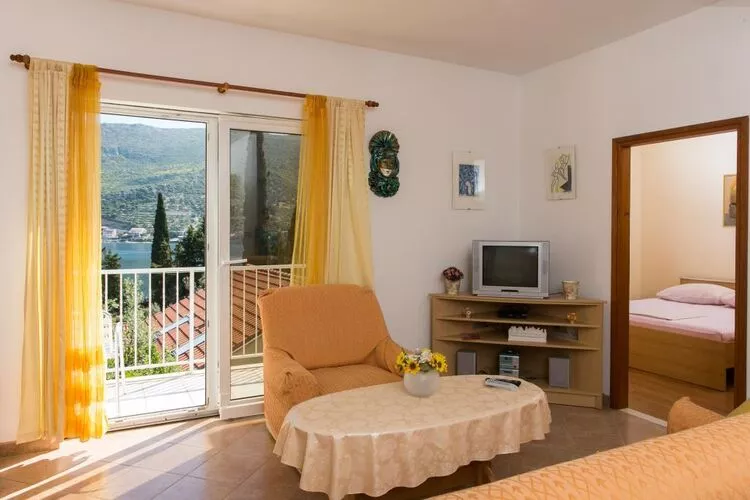 Apartments Marina - One Bedroom Apartment with Balcony and Sea View-Living room