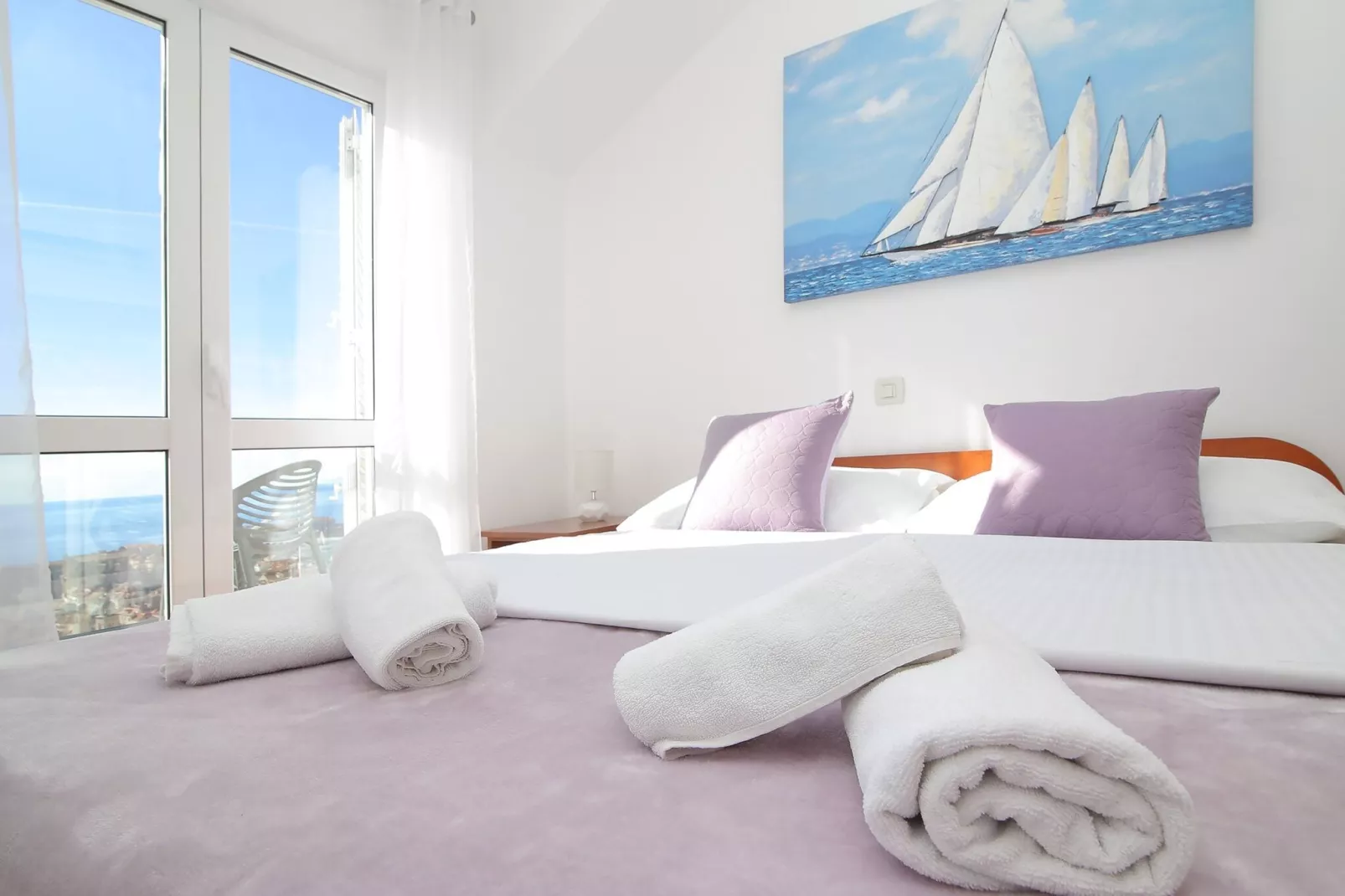 Apartments Isabora - Comfort Three-Bedroom Apartment with Balcony and Sea View (Second Floor)-Bedroom