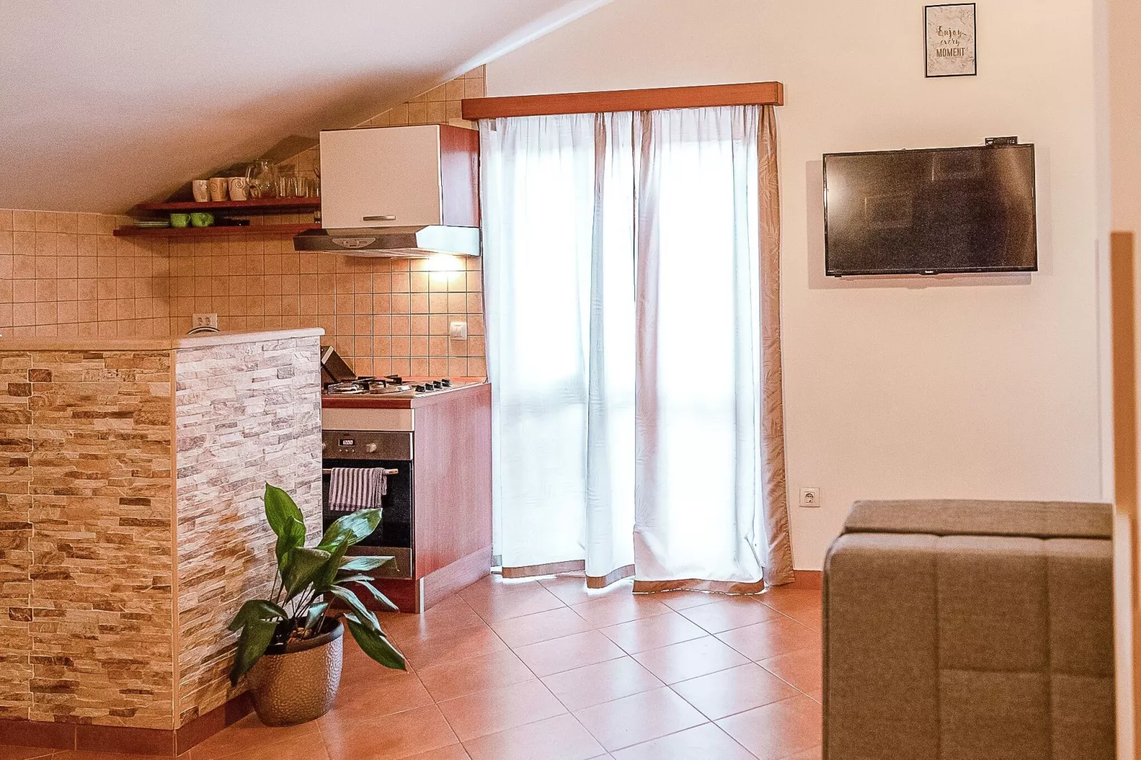 Apartments Senjo - One Bedroom Apartment with Balcony and Side Sea View (Apartman 6)-Cuisine