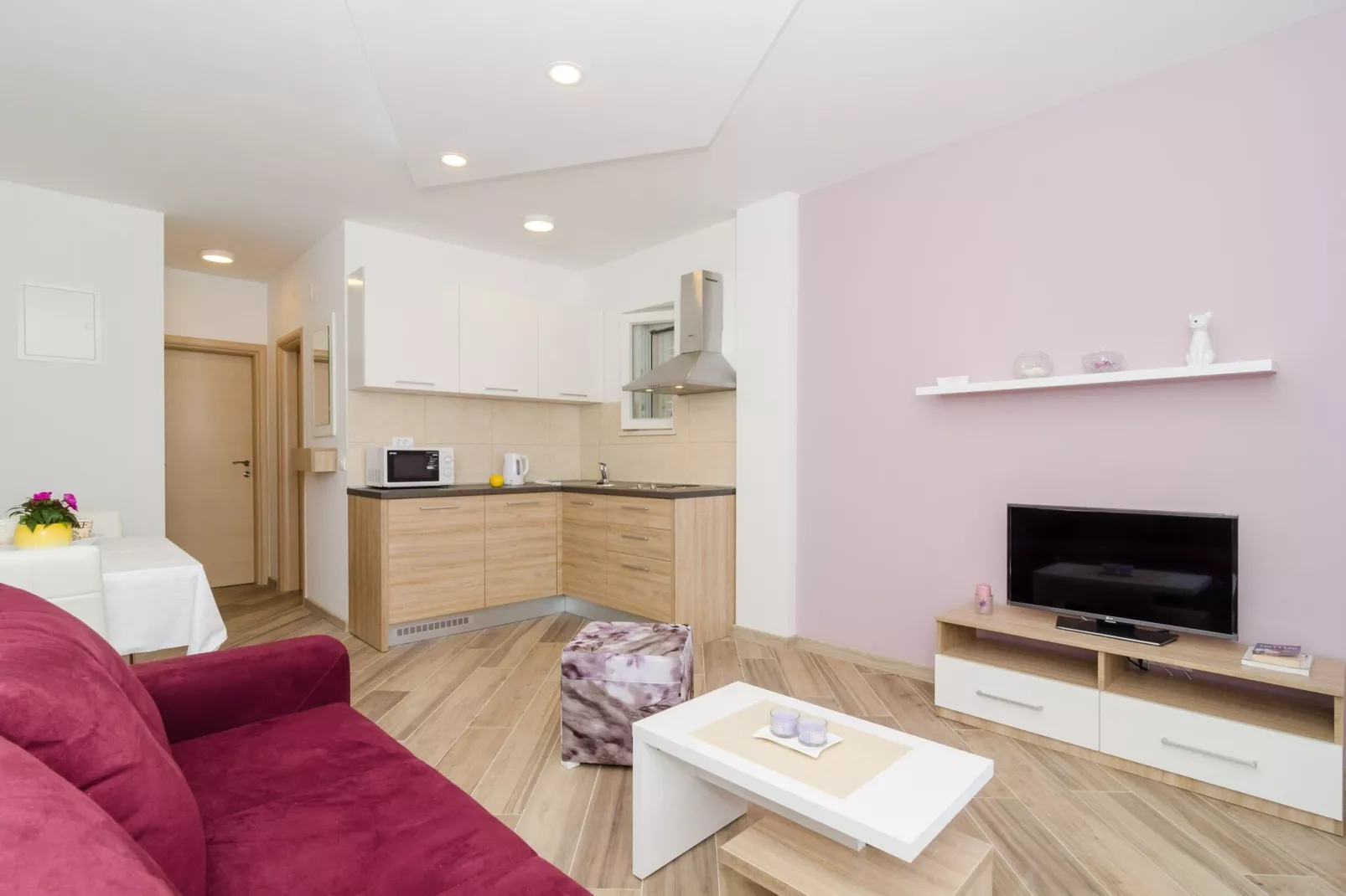Apartments Marmo - One Bedroom Apartment with Balcony and Sea View (Apartman 1)-Living room