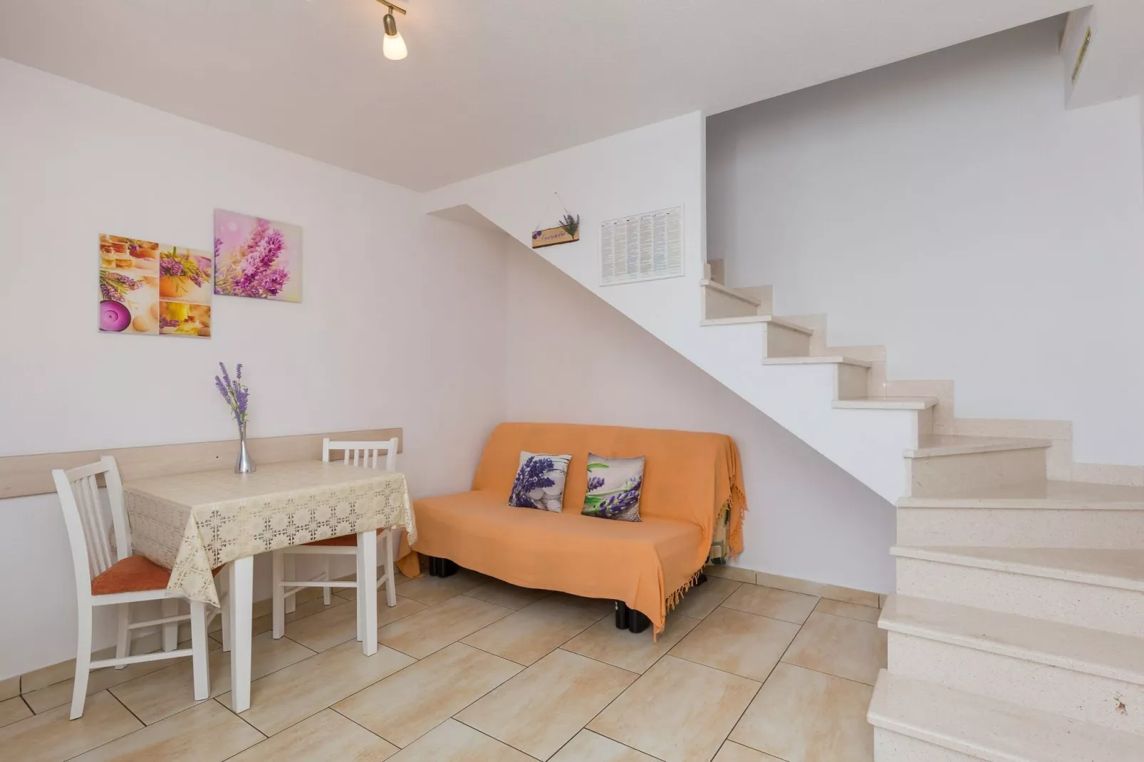 Apartments Lovro - Duplex One Bedroom Apartment with Terrace and Partial Sea View (1)-Living room