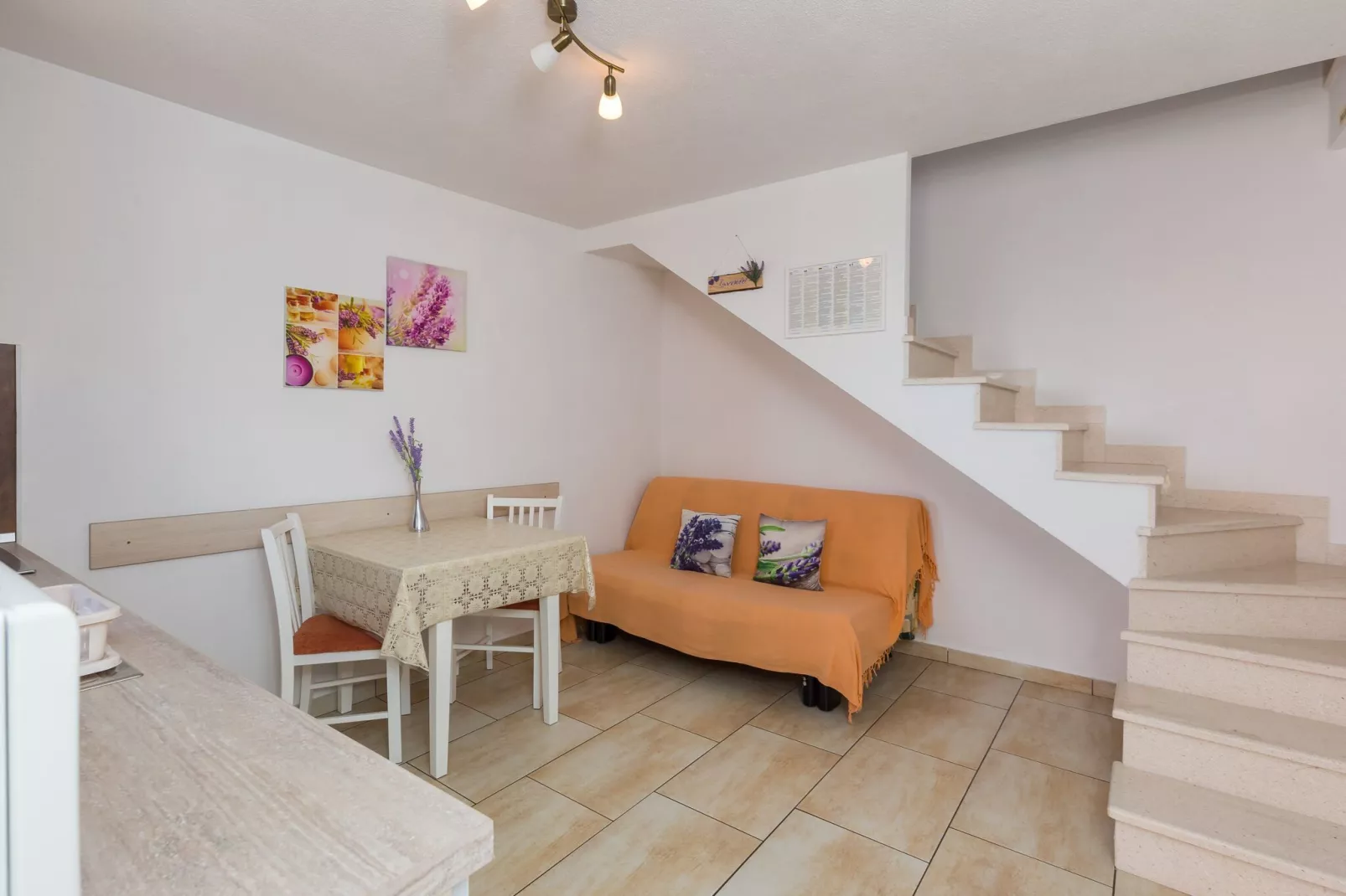 Apartments Lovro - Duplex One Bedroom Apartment with Terrace and Partial Sea View (1)-Living room