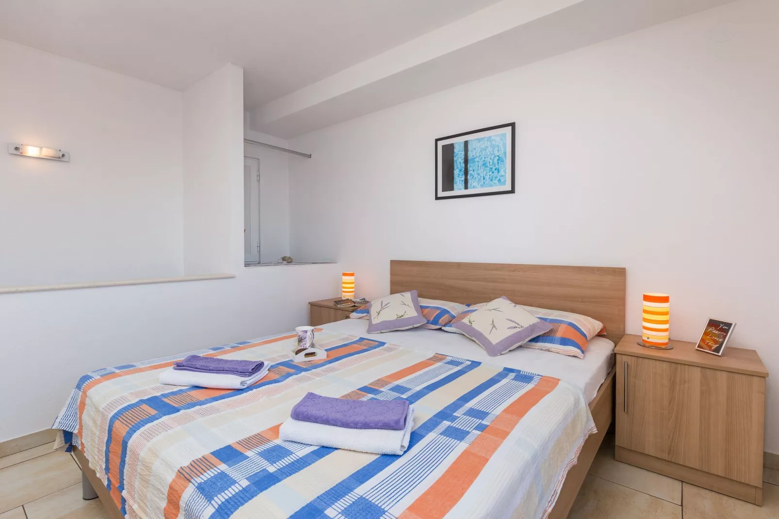 Apartments Lovro - Duplex One Bedroom Apartment with Terrace and Partial Sea View (1)-Bedroom