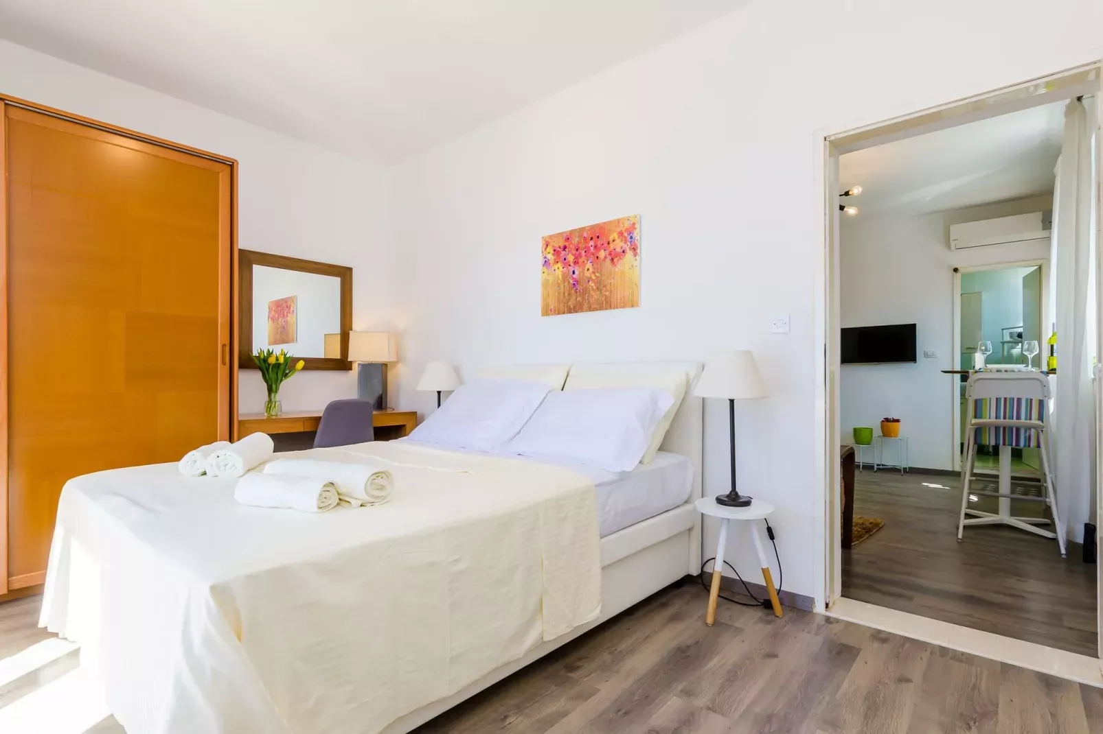 Apartments Knego - One Bedroom Apartment with Balcony and Sea View-Bedroom
