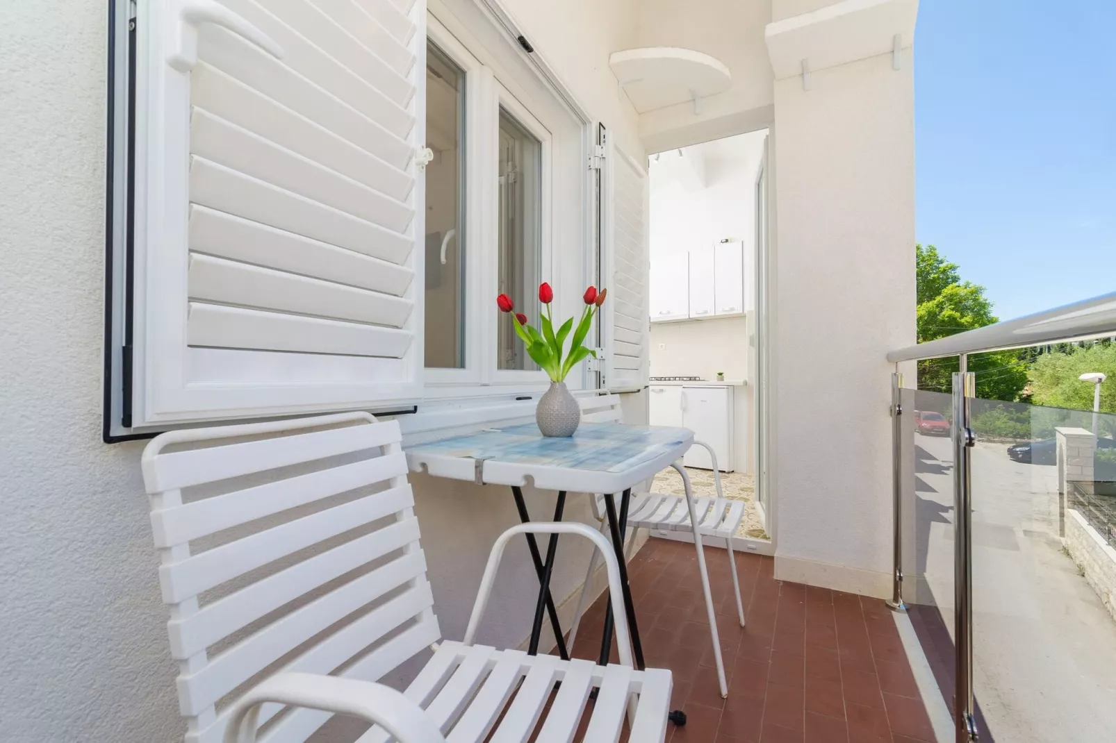 Apartments & Rooms Barišić-Comfort One Bedroom Apartment with Balcony and Garden View (Apt Preko-5)-Terrace balcony