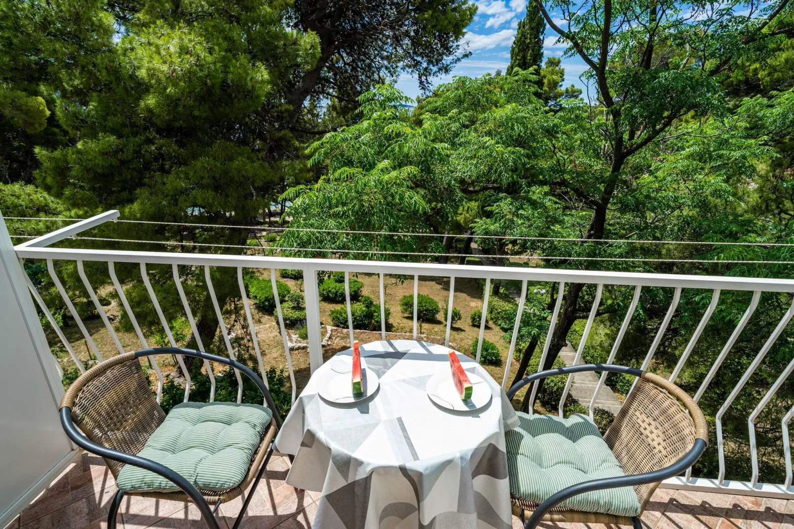 Apartment & Rooms Papa - Premium Double or Twin Room with Balcony and Partial Sea View (Soba 2)-Terrace balcony