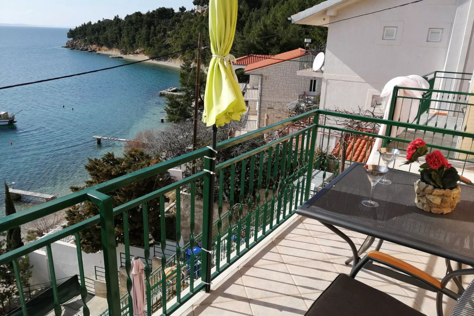 House Karlo Apartments - One-Bedroom Apartment with Two Balconies and Sea View (A5)-Terrace balcony