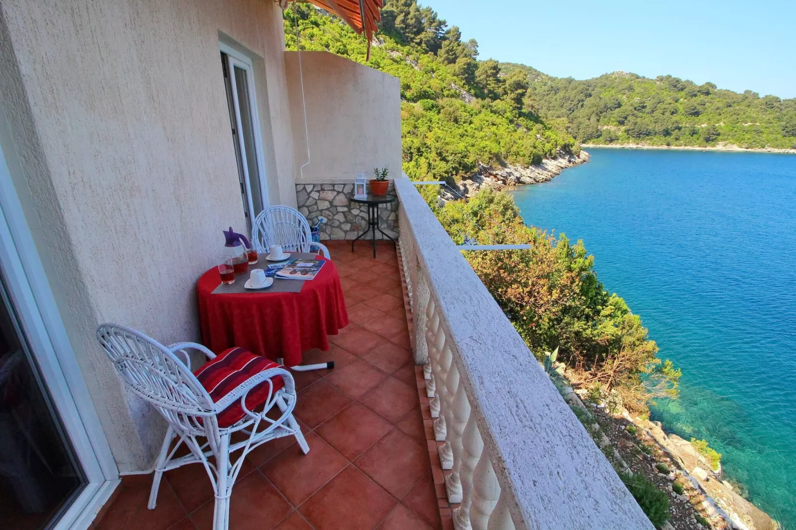 Apartments Filipović - One-Bedroom Apartment with Balcony and Sea View (A1)-Terrace balcony