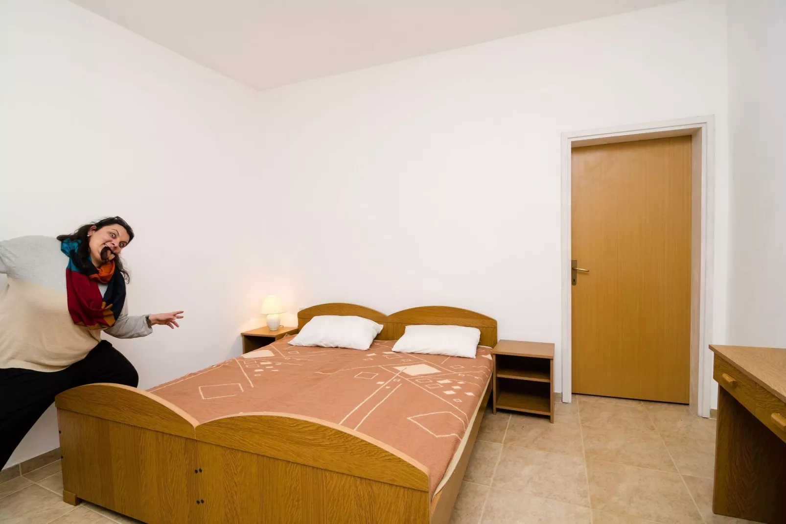 Guest House Kiko - One-Bedroom Apartment with Balcony and Sea View (A4)-Bedroom