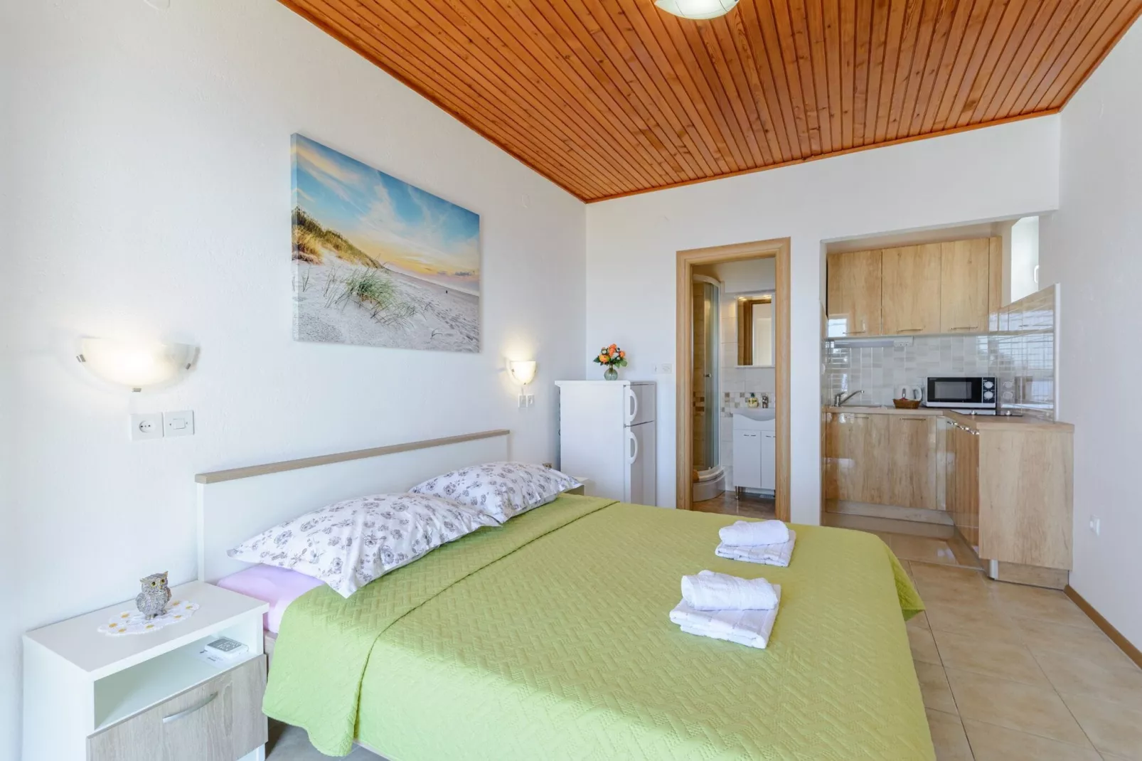 Rooms Sani - Double Room with Terrace and Sea View (S1)-Bedroom