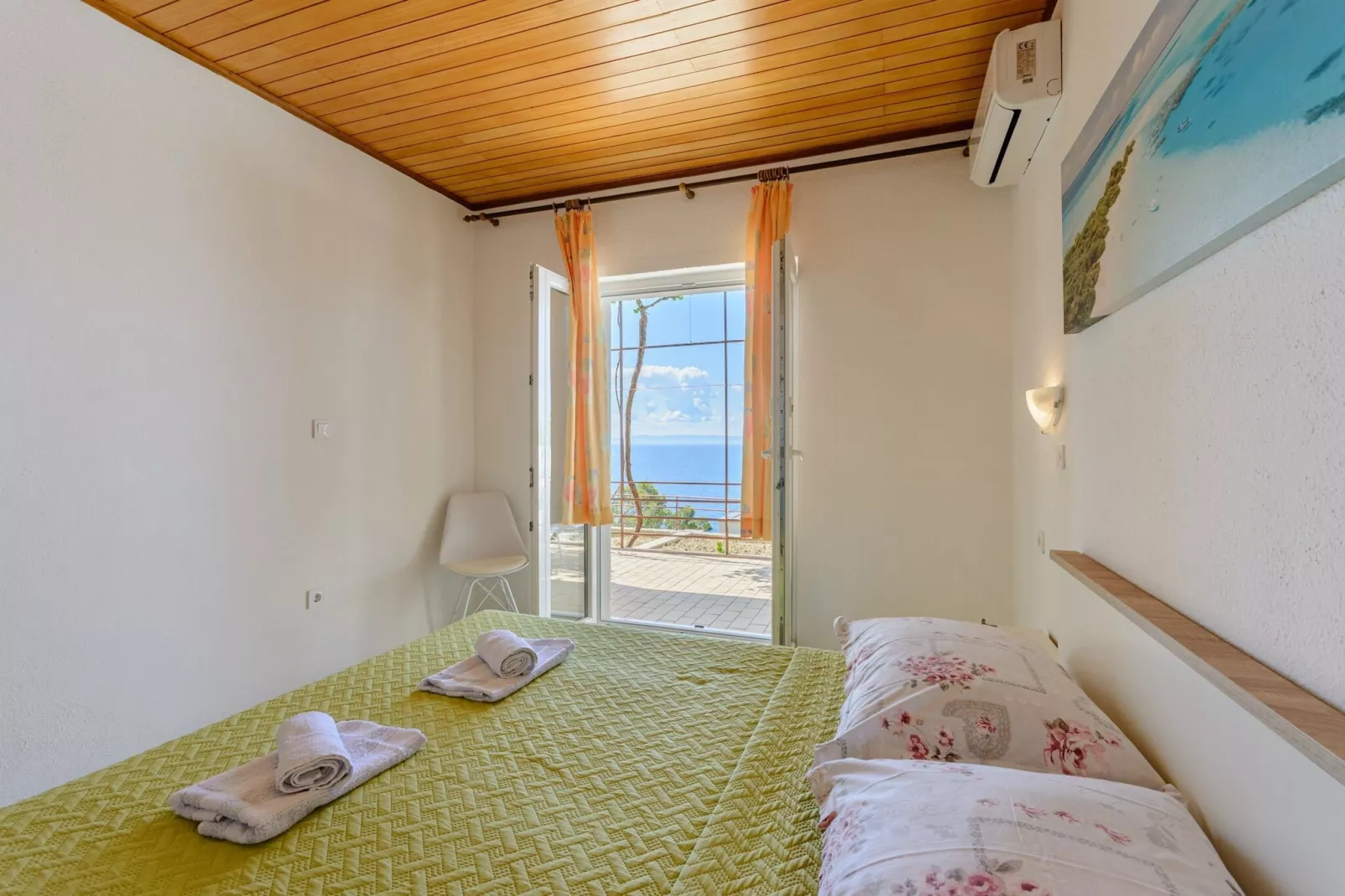 Rooms Sani - Double Room with Terrace and Sea View (S1)-Bedroom