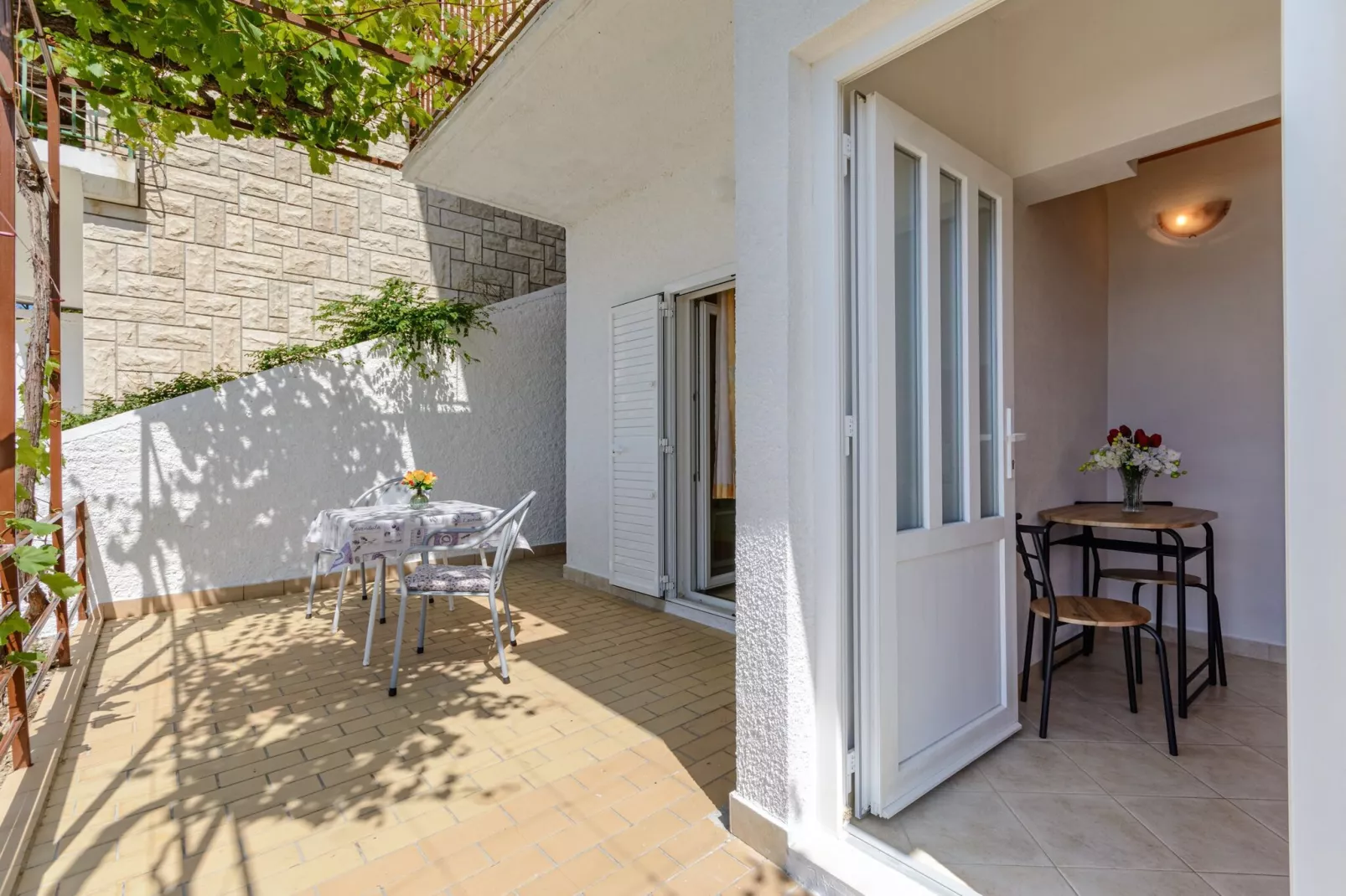 Rooms Sani - Double Room with Terrace and Sea View (S1)-Terrace