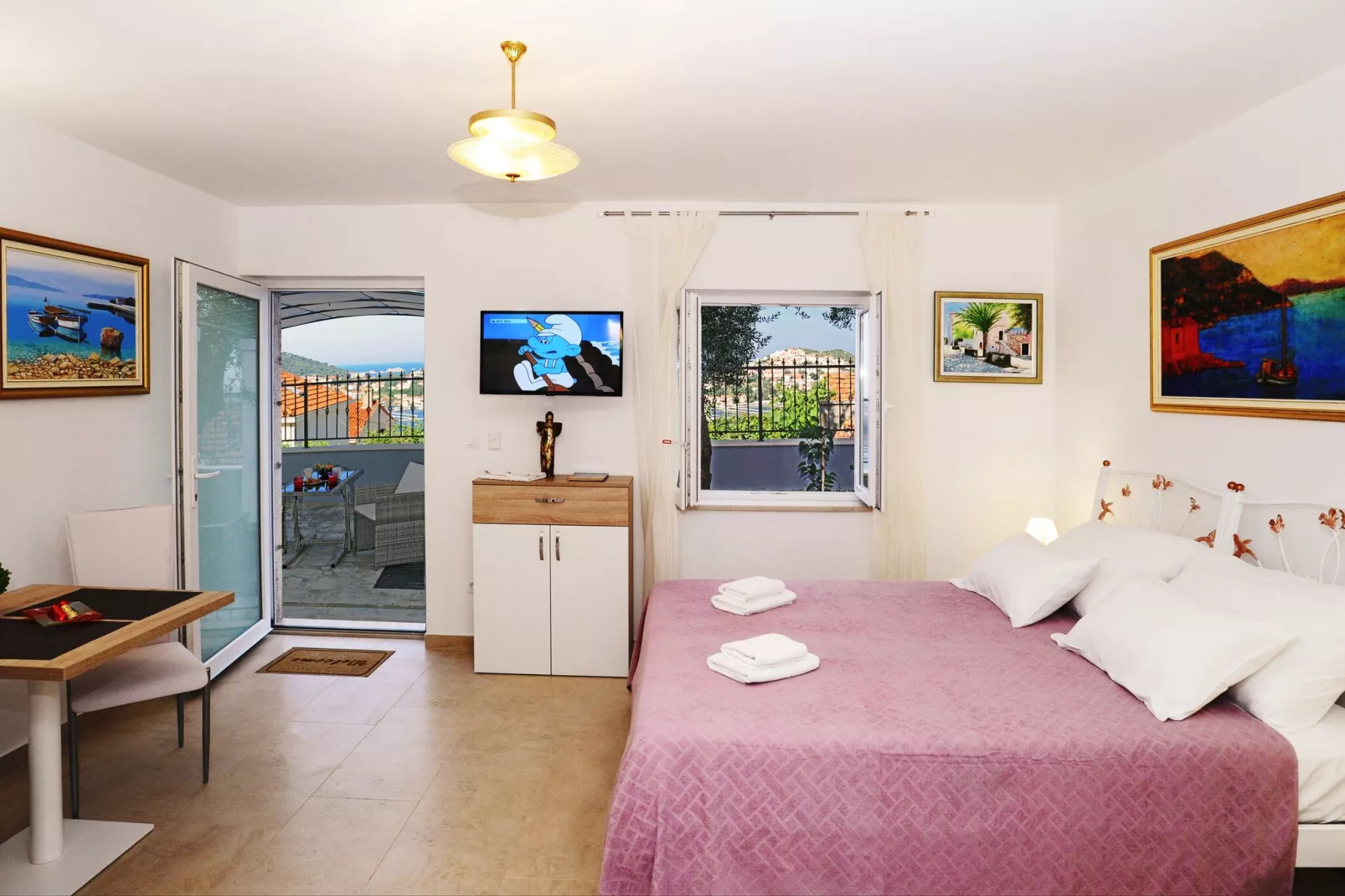 Nika Family Apartments - Deluxe Studio Apartment with Terrace and Sea View (A1)-Bedroom