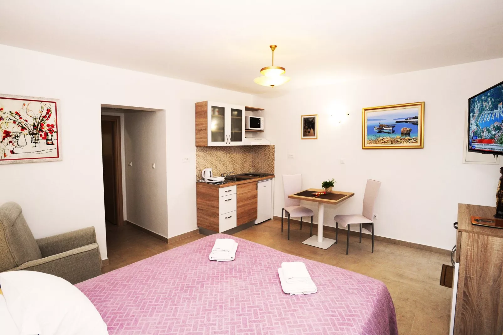 Nika Family Apartments - Deluxe Studio Apartment with Terrace and Sea View (A1)-Bedroom