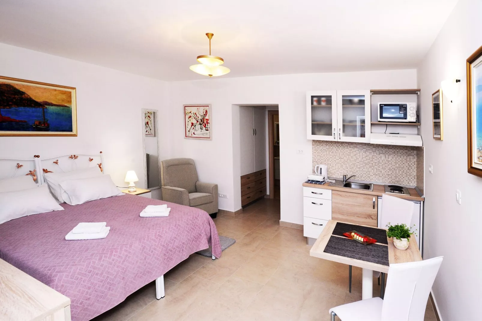 Nika Family Apartments - Deluxe Studio Apartment with Terrace and Sea View (A1)-Bedroom