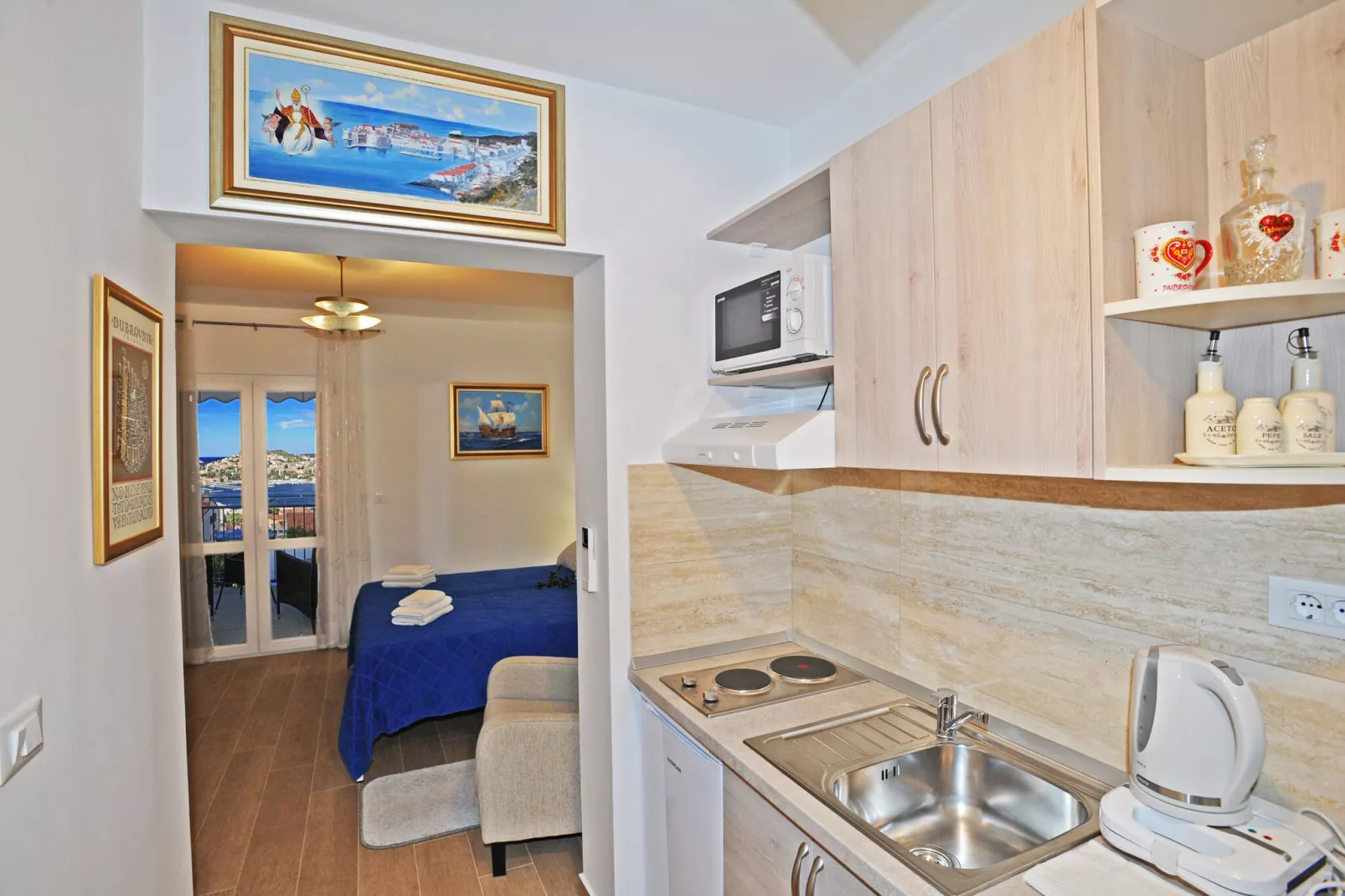 Nika Family Apartments - Comfort Studio Apartment with Balcony and Sea View (A4)-Kitchen